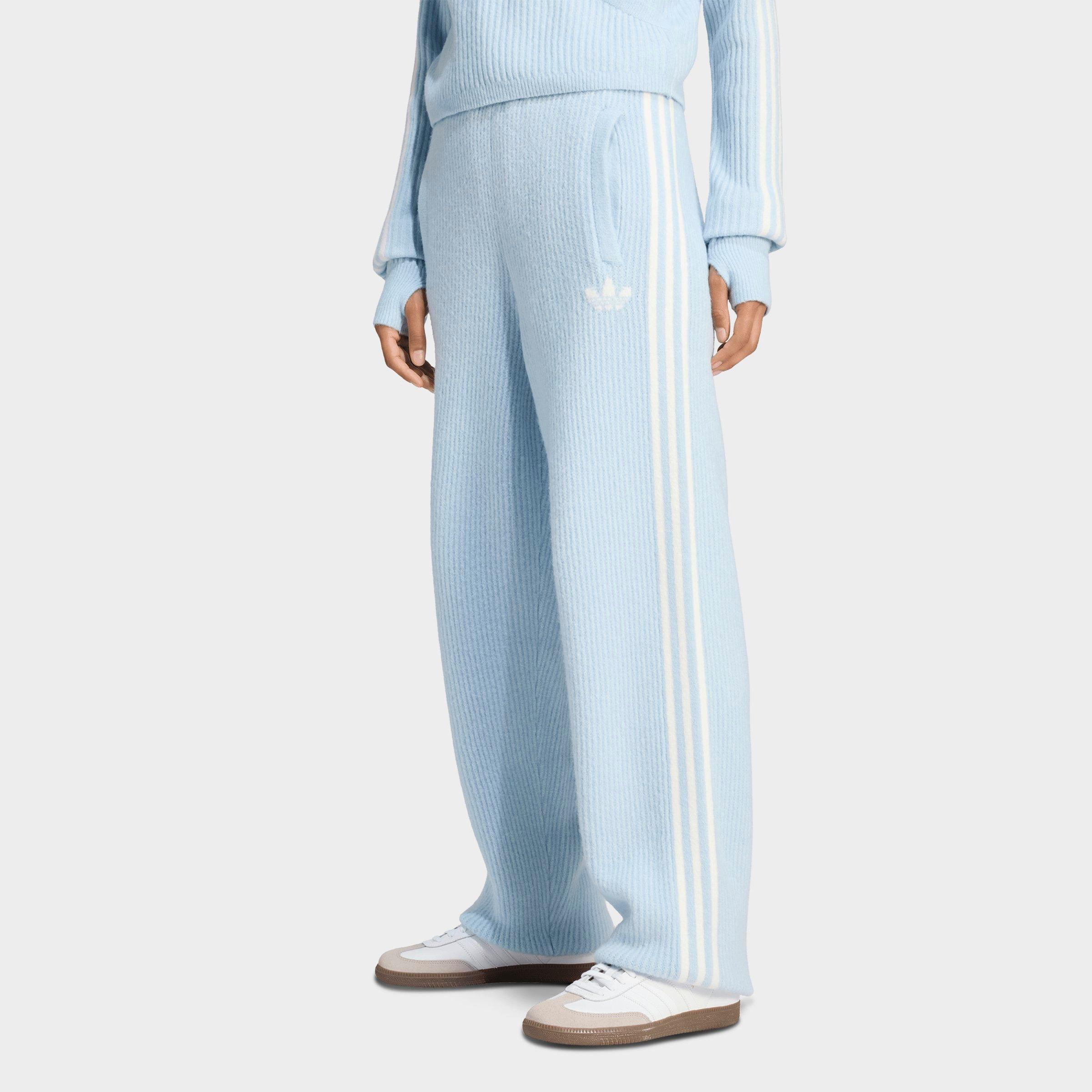 adidas Women's Originals x Jennie adiluna Knitted Loose Pants in Wonder Blue Size: Small