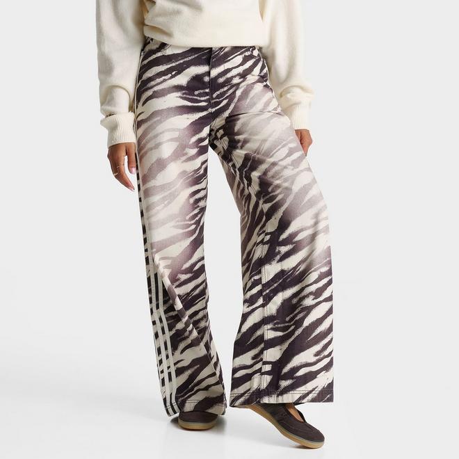 Women's adidas Originals adilenium Season 6 Zebra Print Wide Leg Denim Pants