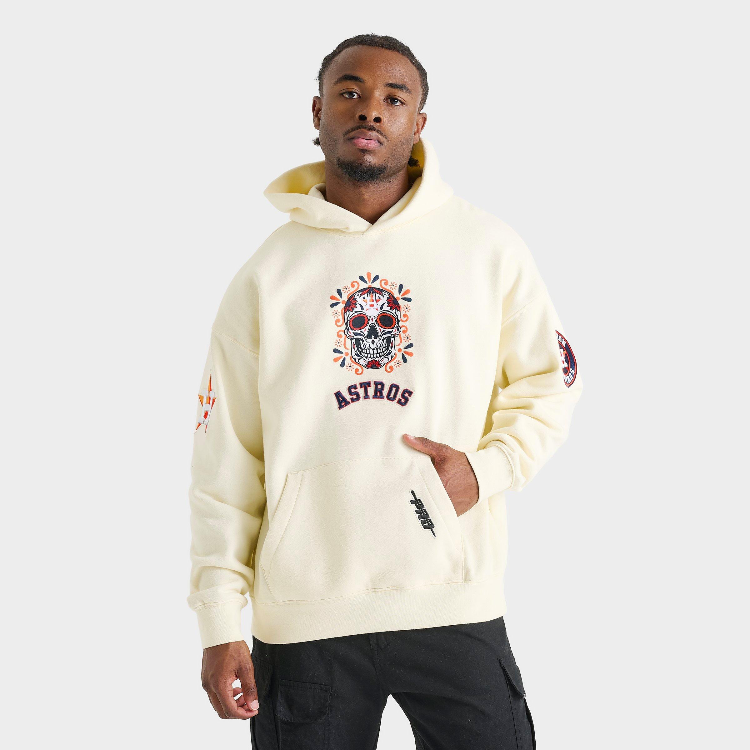 Pro Standard Men's Houston Astros MLB Eternal Skull Graphic Hoodie in Cream Size: Small