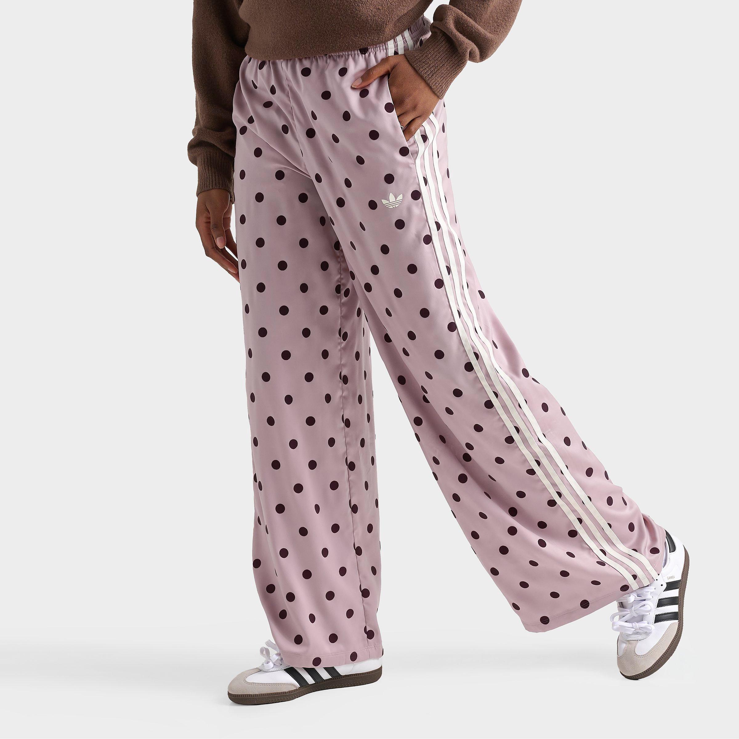 adidas Women's Originals Firebird Polka Dot Satin Wide-Leg Track Pants