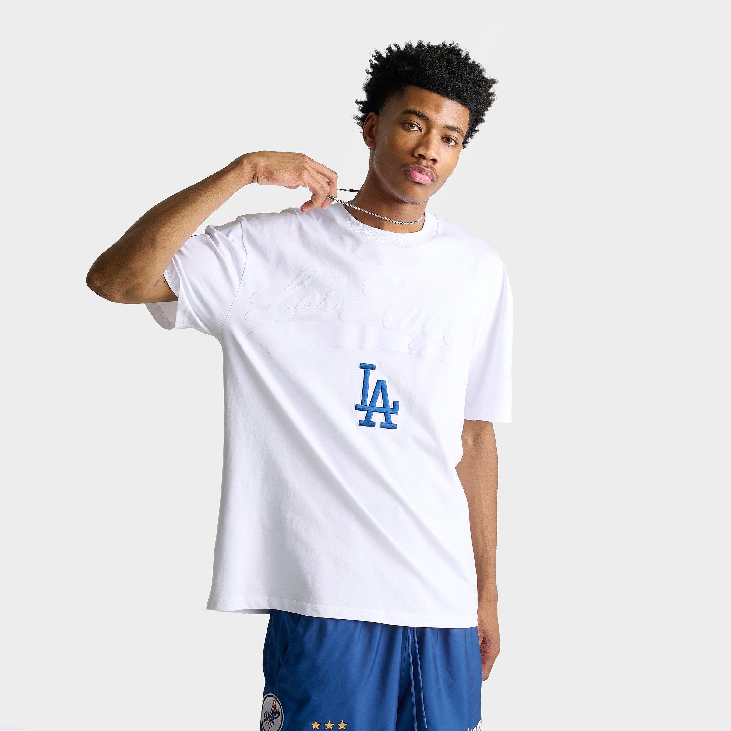 Pro Standard Men's Los Angeles Dodgers MLB Living Large Drop Shoulder T-Shirt in White Size: Small