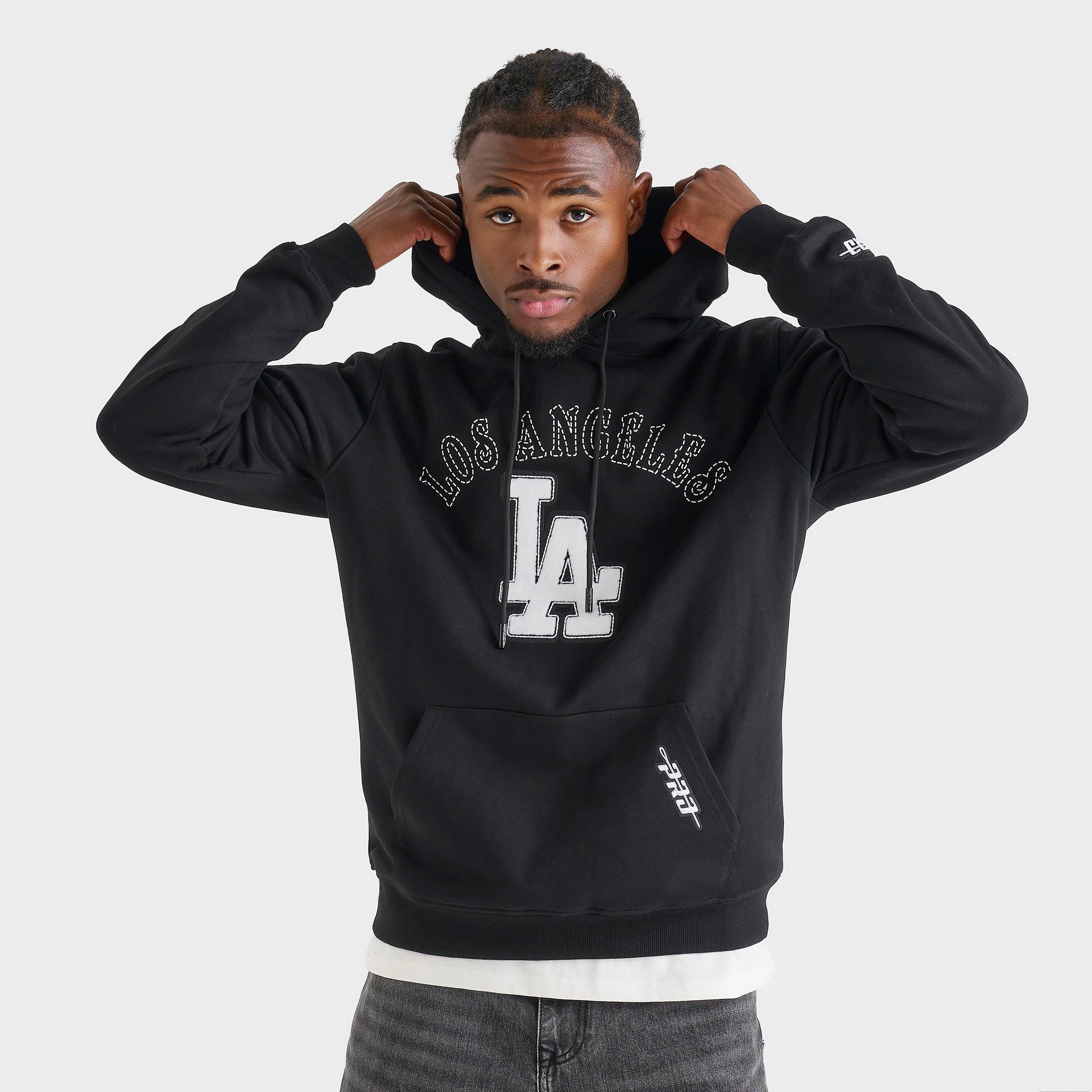 Pro Standard Men's Los Angeles Dodgers MLB Rebel Fleece Hoodie in Black Size: Small