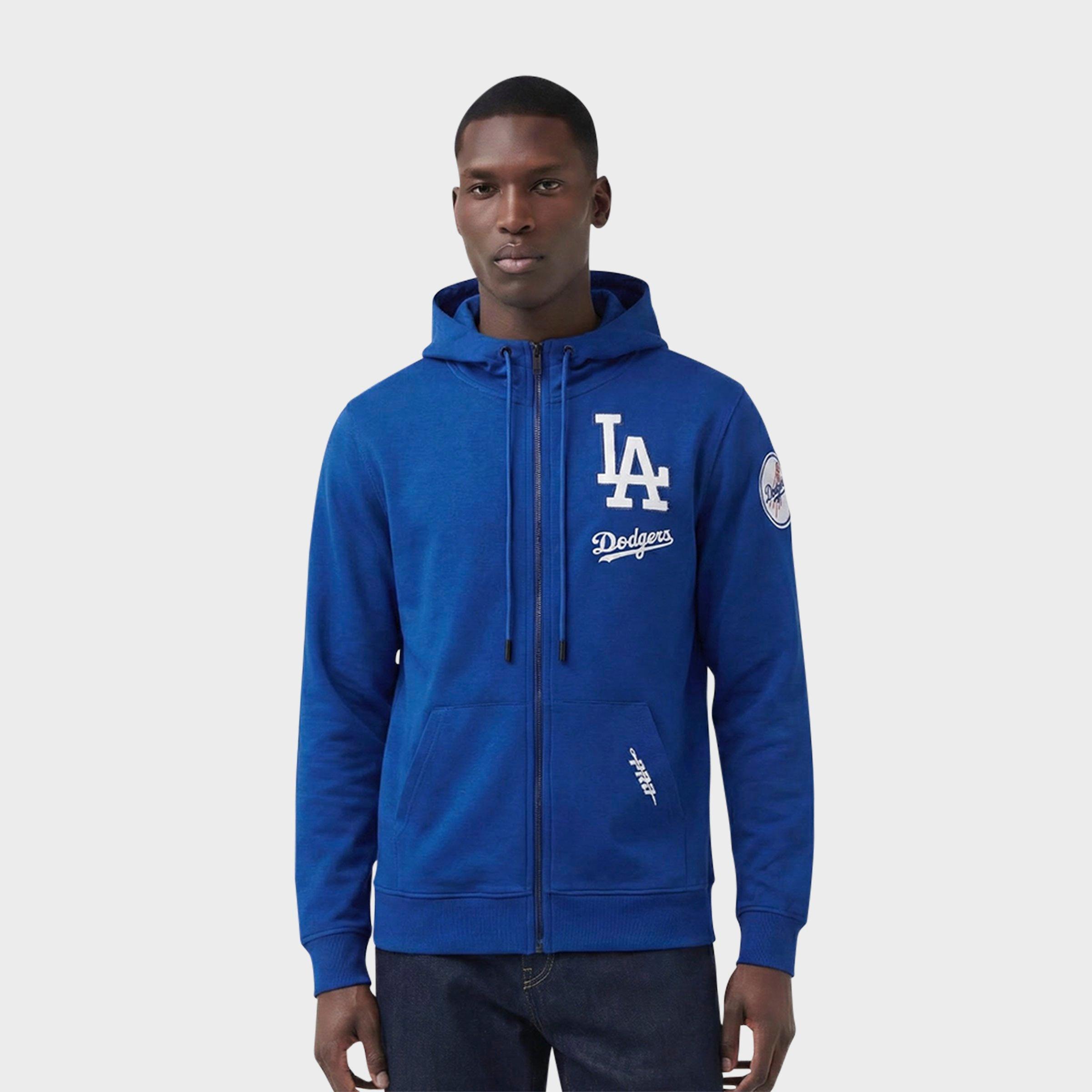 Pro Standard Men's Los Angeles Dodgers MLB Classic Chenille Full-Zip Hoodie in Dodger Blue Size: Large