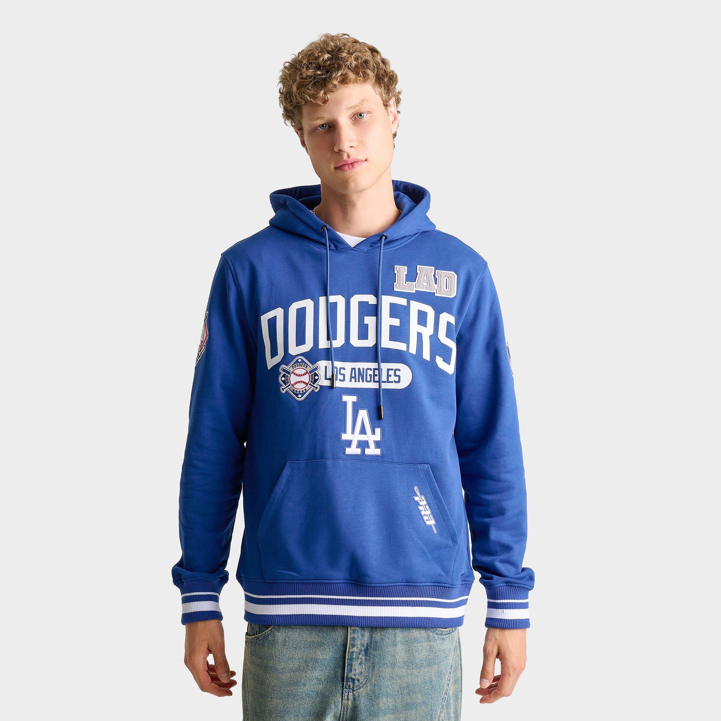 Pro Standard Men's Los Angeles Dodgers MLB Letterman Fleece Pullover Hoodie in Dodger Blue Size: Small