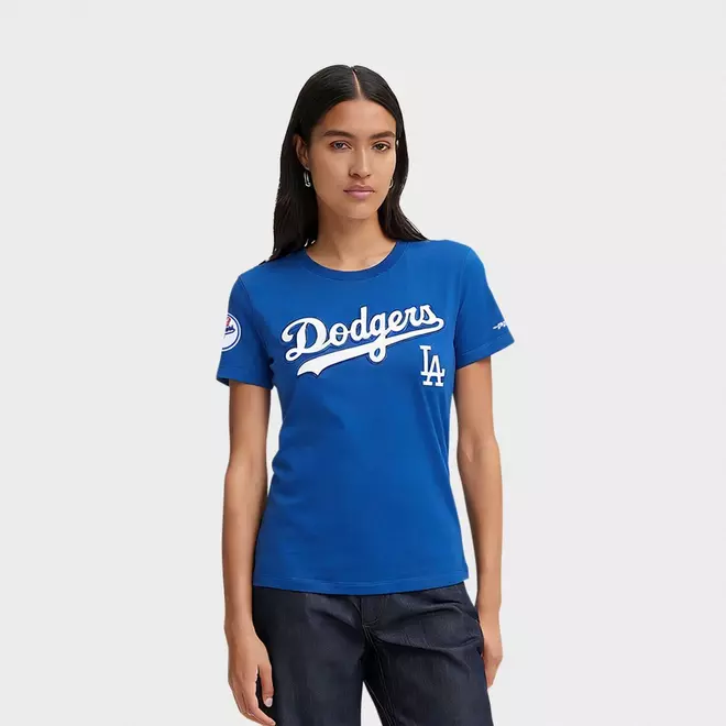 Women's Pro Standard Los Angeles Dodgers MLB Classic Chenille Single Jersey Slim T-Shirt