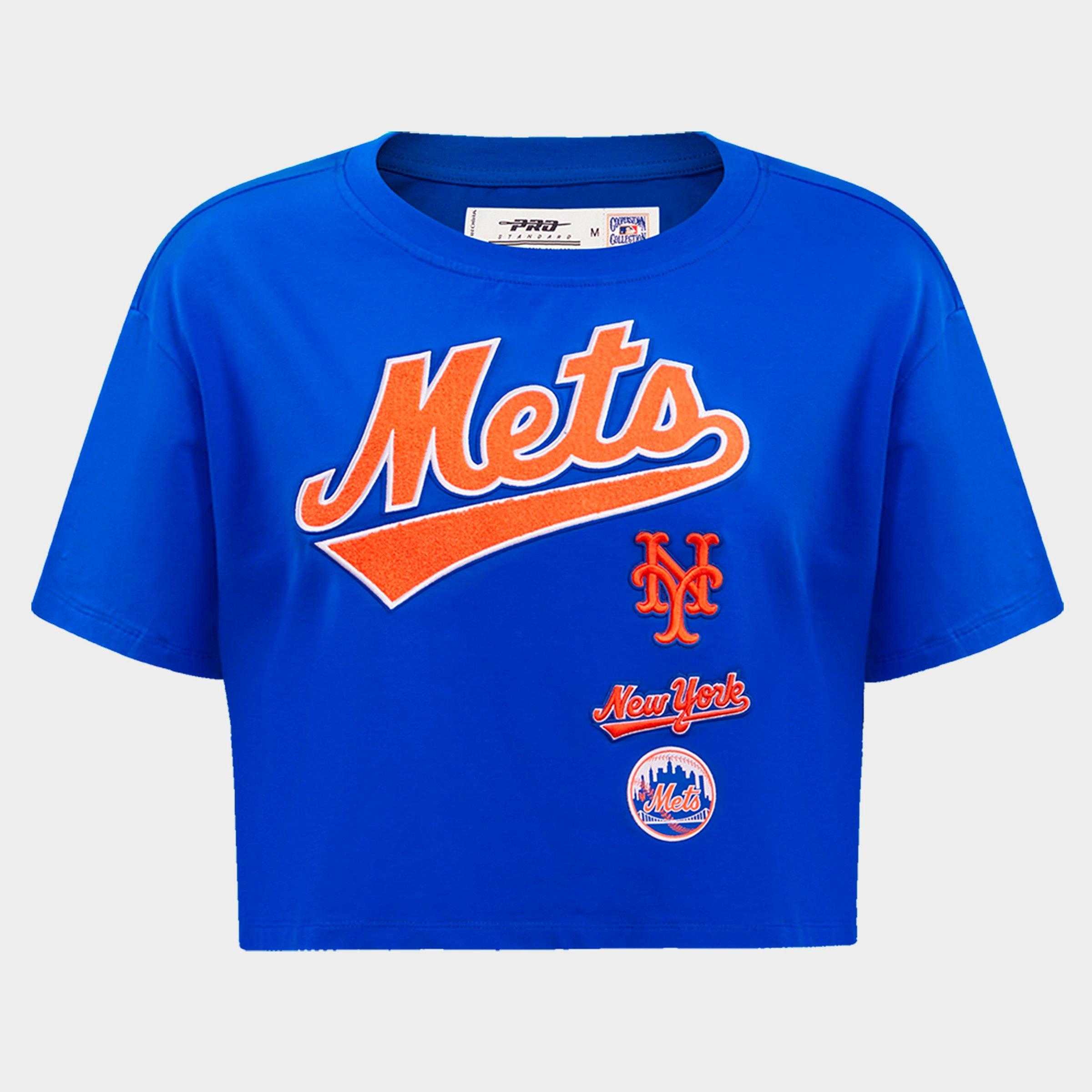 Pro Standard Women's New York Mets MLB Retro Classic Boxy T-Shirt in Royal Blue Size: XS