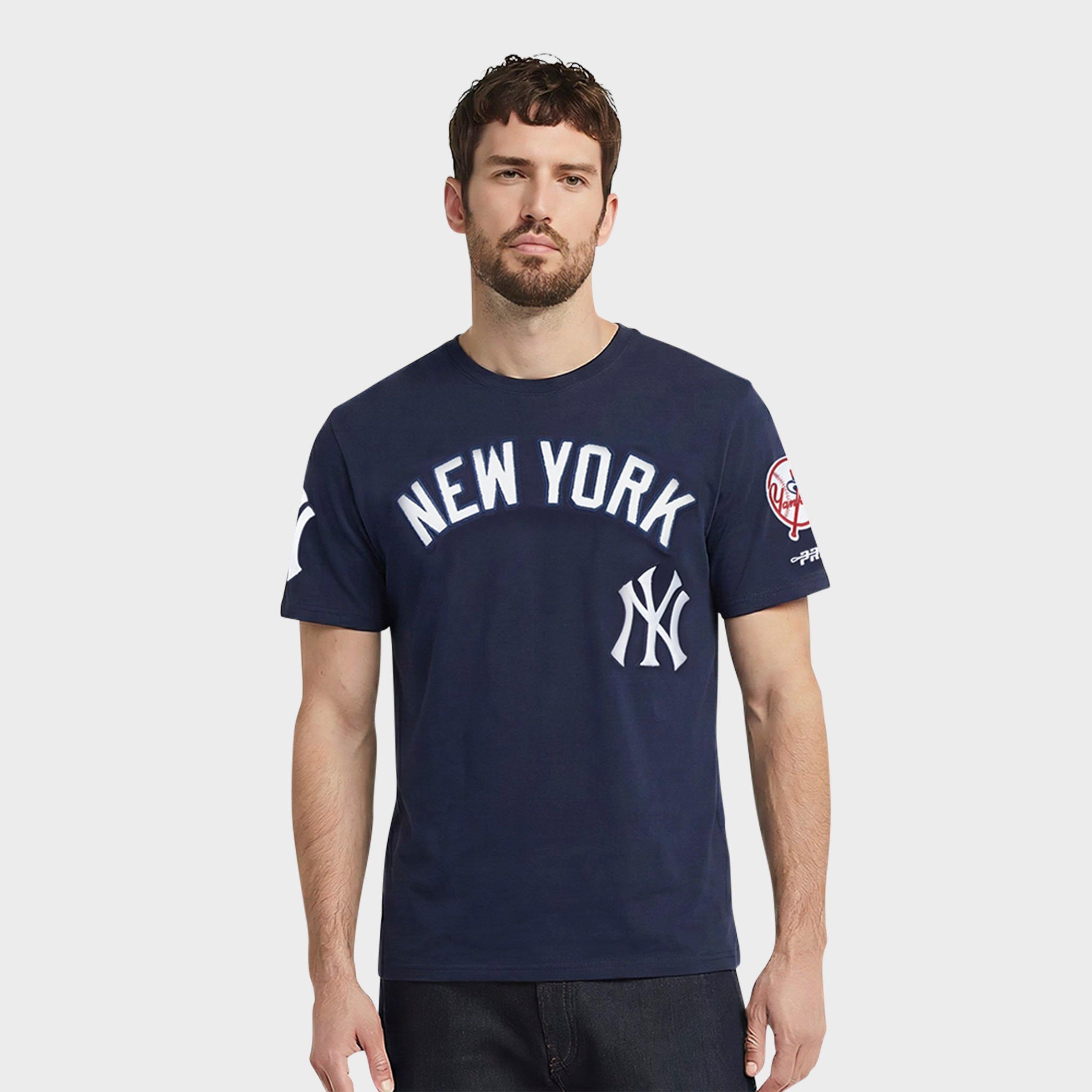 Pro Standard Men's New York Yankees MLB Chenille T-Shirt in Midnight Navy Size: Large