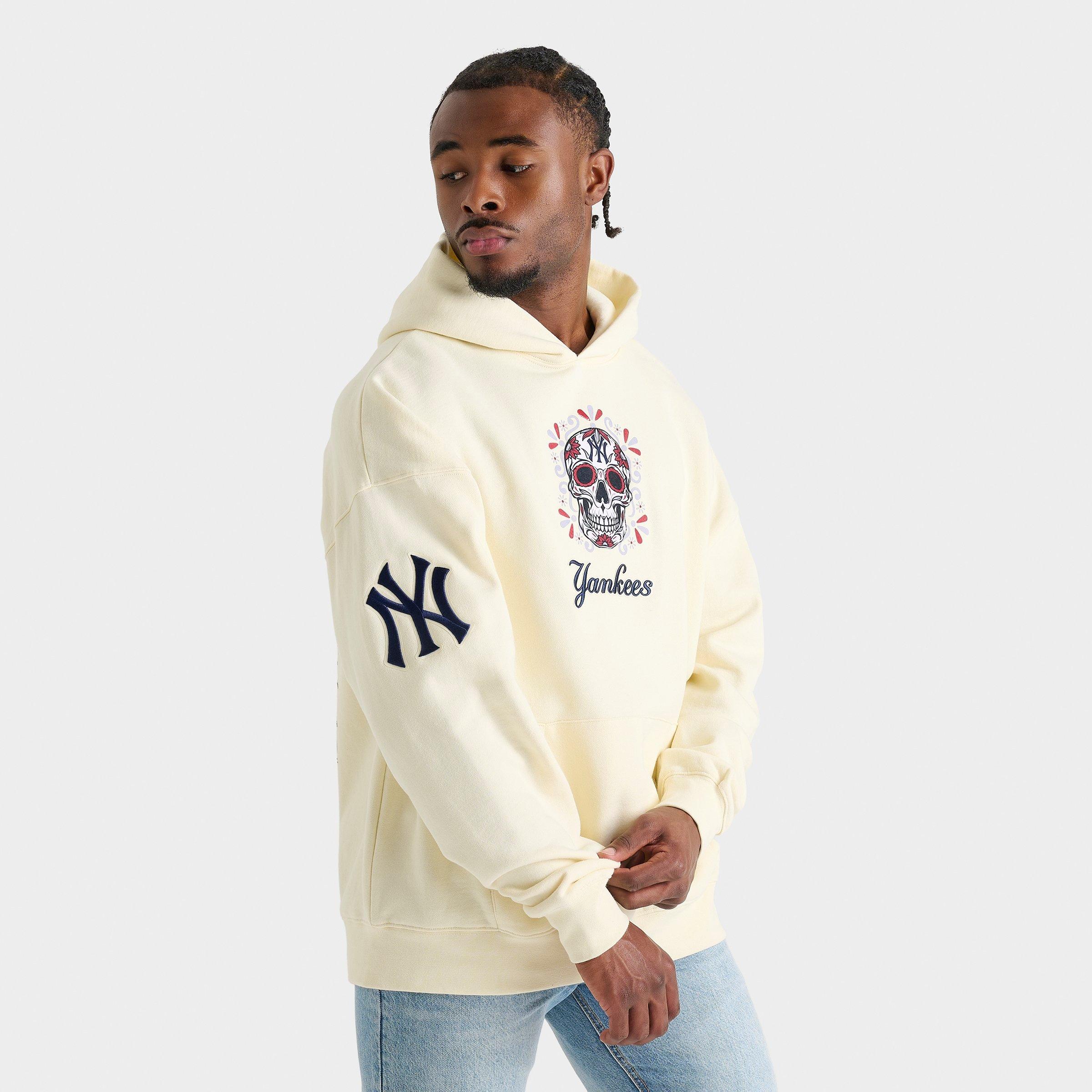 Pro Standard Men's New York Yankees MLB Eternal Skull Graphic Hoodie in Cream Size: Small