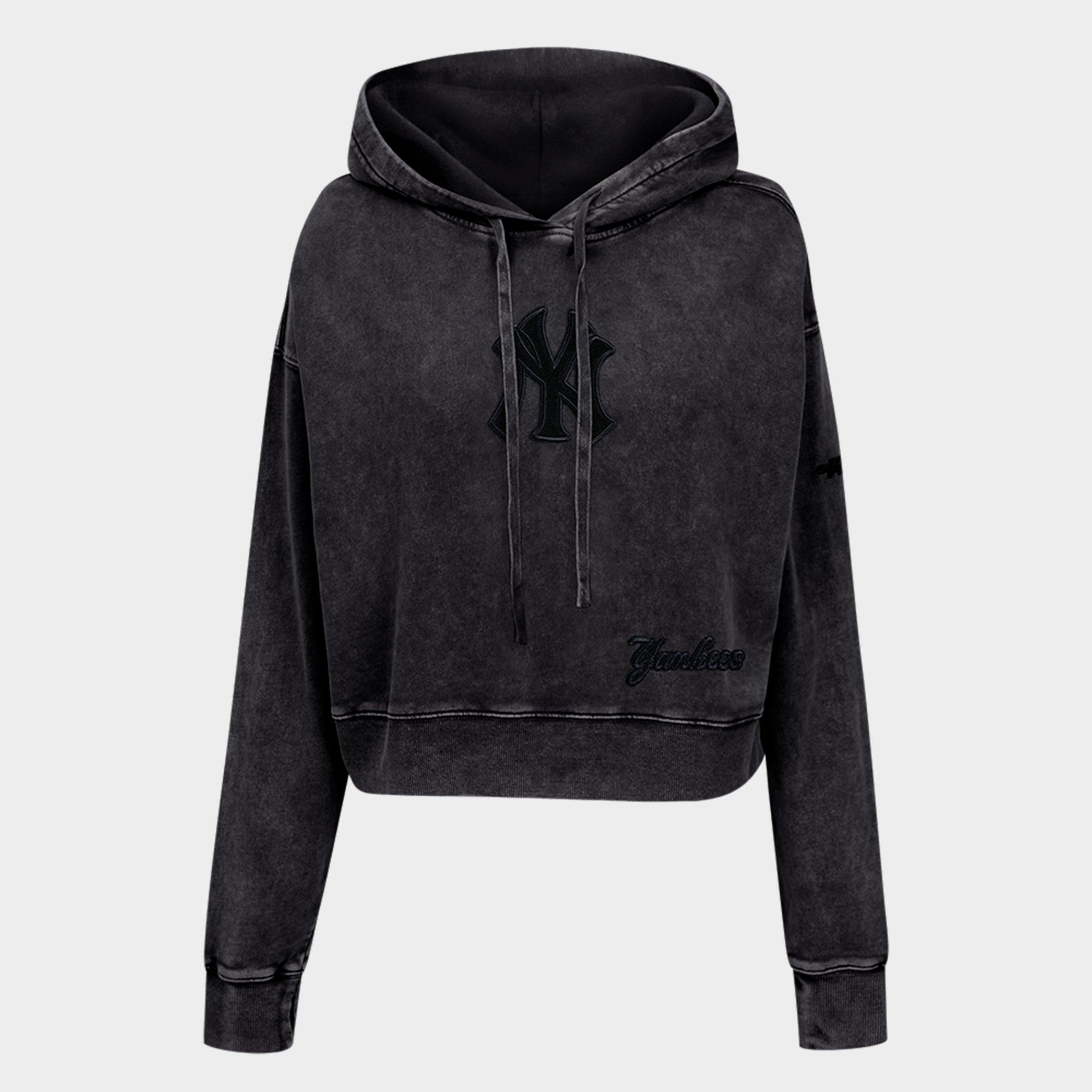 Pro Standard Women's New York Yankees MLB Washed Classic Enzyme Wash Cropped Pullover Hoodie