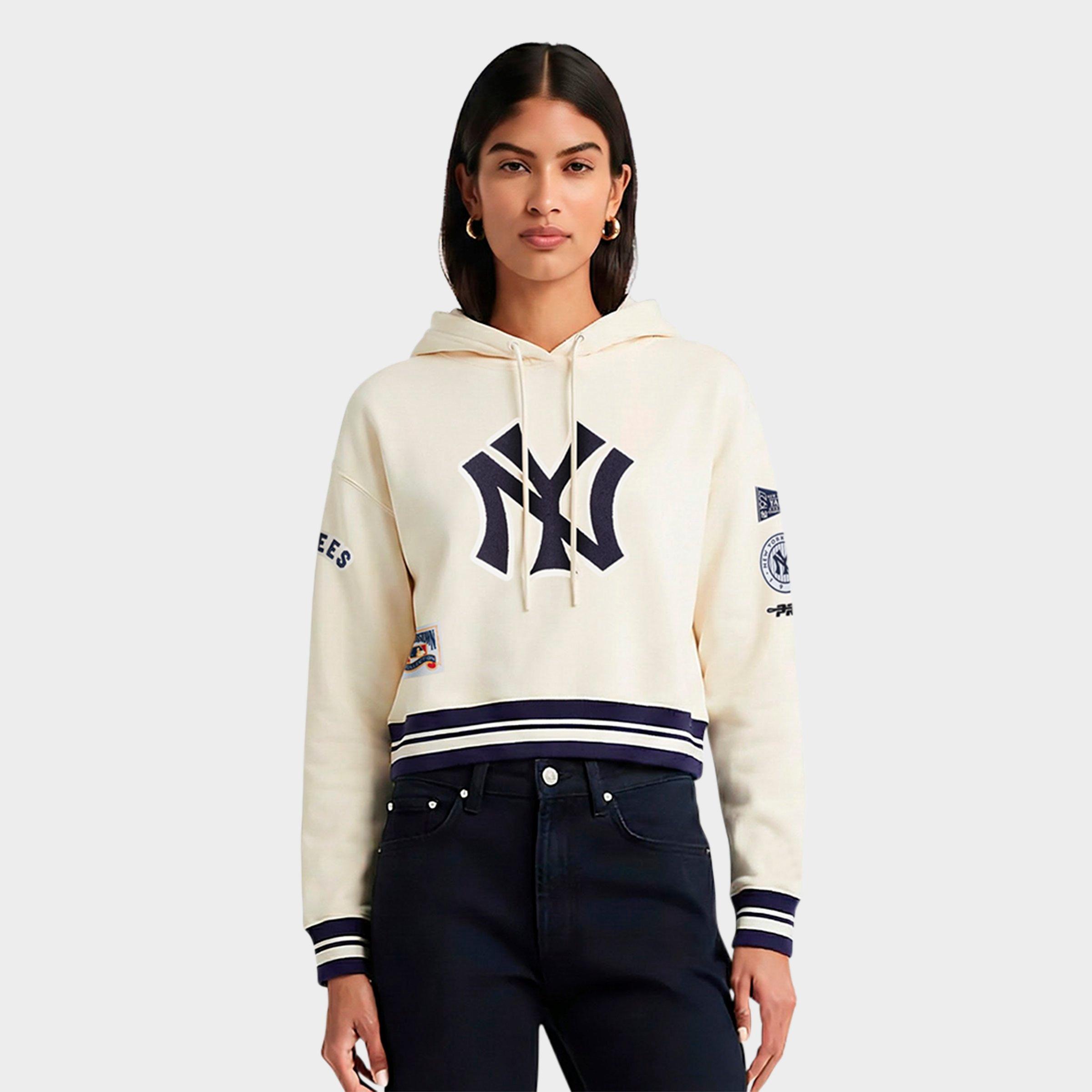 Pro Standard Women's New York Yankees MLB Retro Classic Fleece Cropped Pullover Hoodie