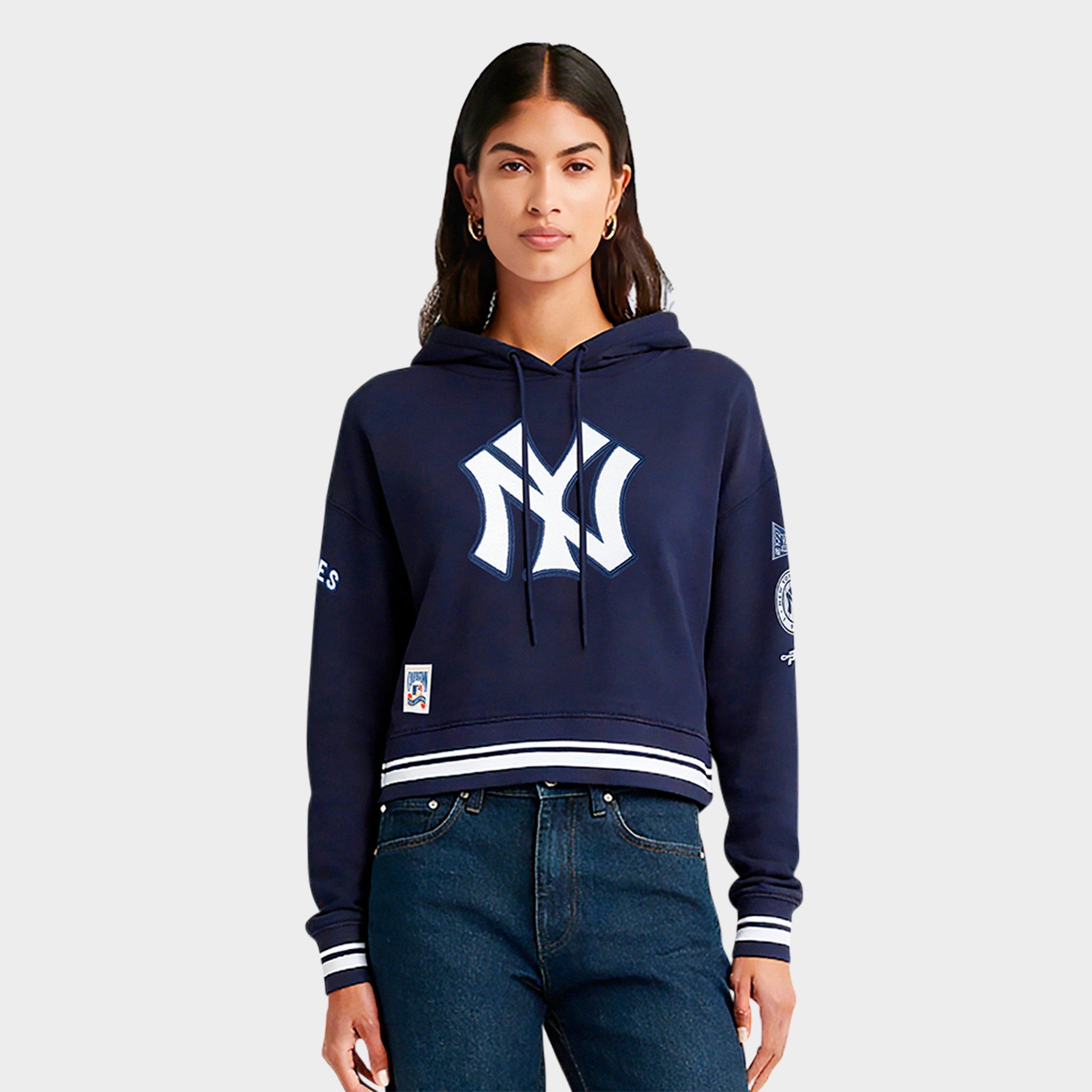 Pro Standard Women's New York Yankees MLB Retro Classic Fleece Cropped Pullover Hoodie