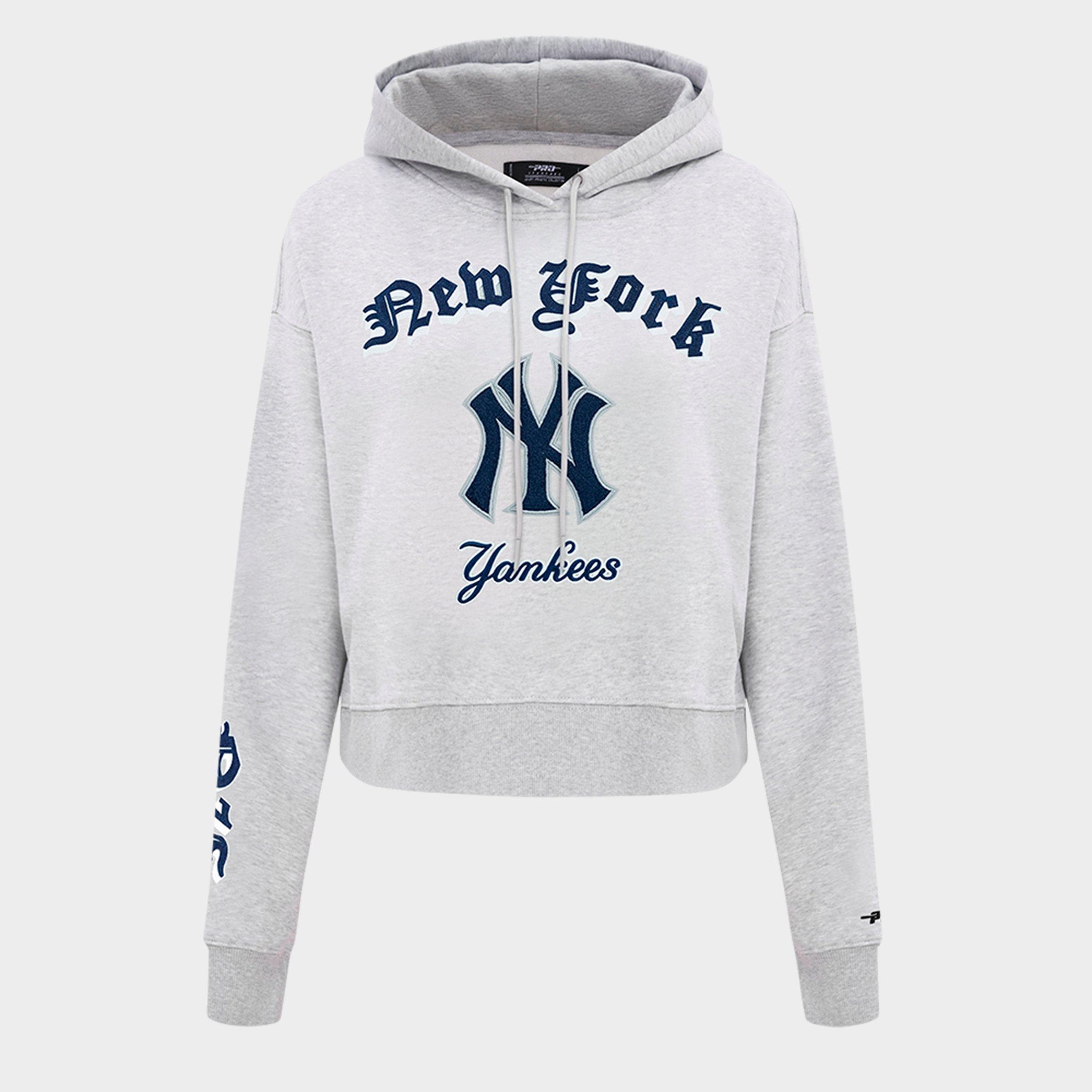 Pro Standard Women's New York Yankees MLB Old English Fleece Cropped Pullover Hoodie