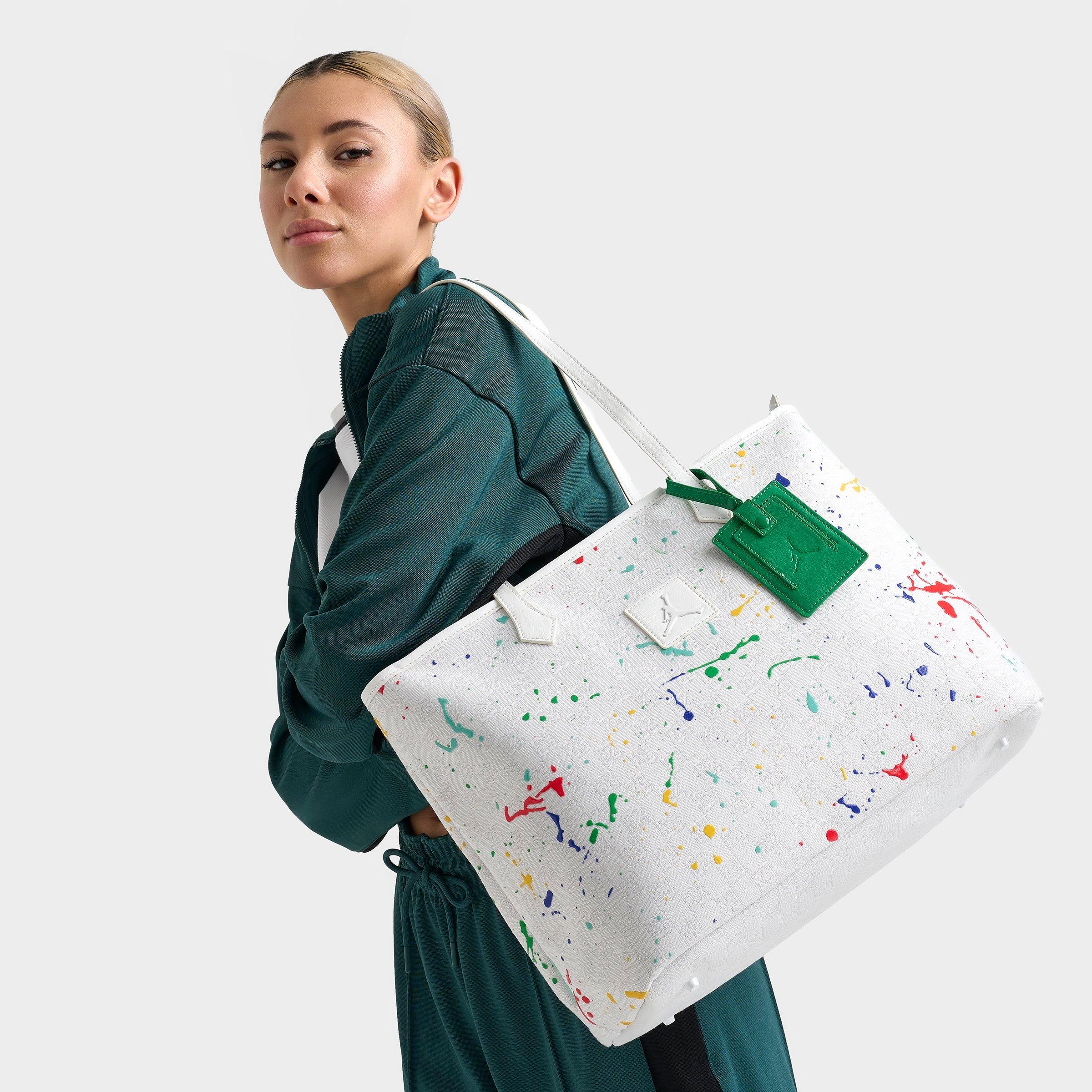 Jordan Monogram Tote Bag in White/Paint Splatter