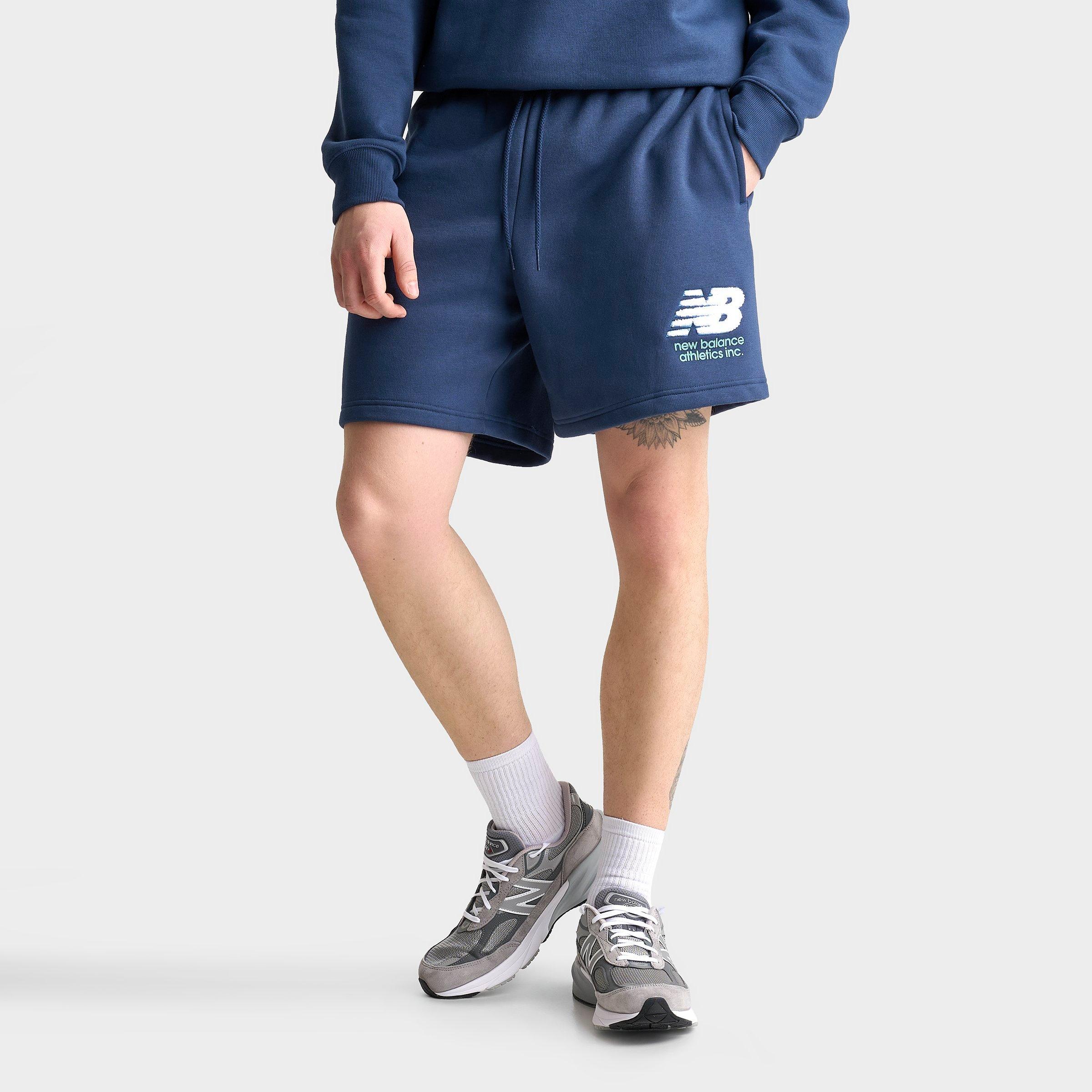 New Balance Men's Athletics Chenille Fleece Shorts in NB Blue/Teal/White Size: Large