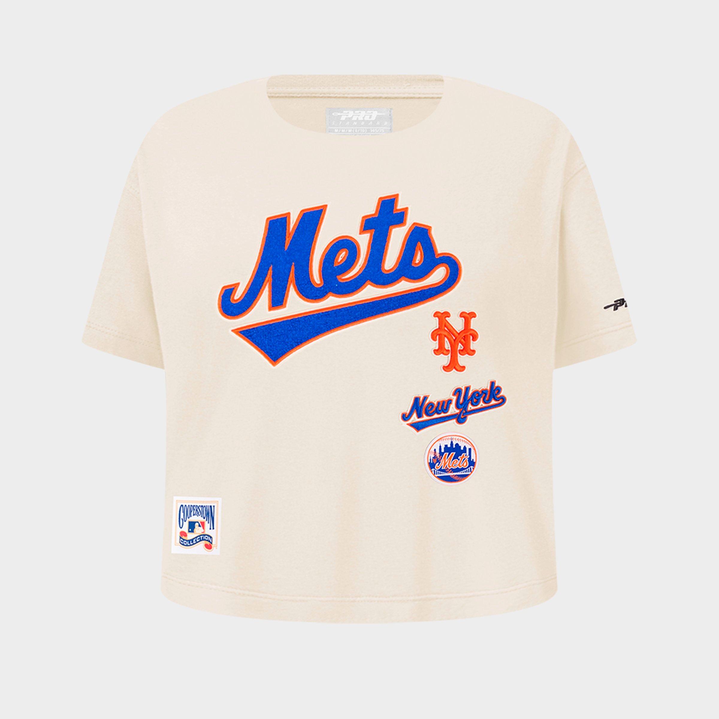 Pro Standard Girls' Big Kids New York Mets MLB Retro Classic Boxy T-Shirt in Eggshell Size: Small