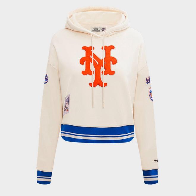 Women's Pro Standard New York Mets MLB Retro Classic Fleece Cropped Pullover Hoodie