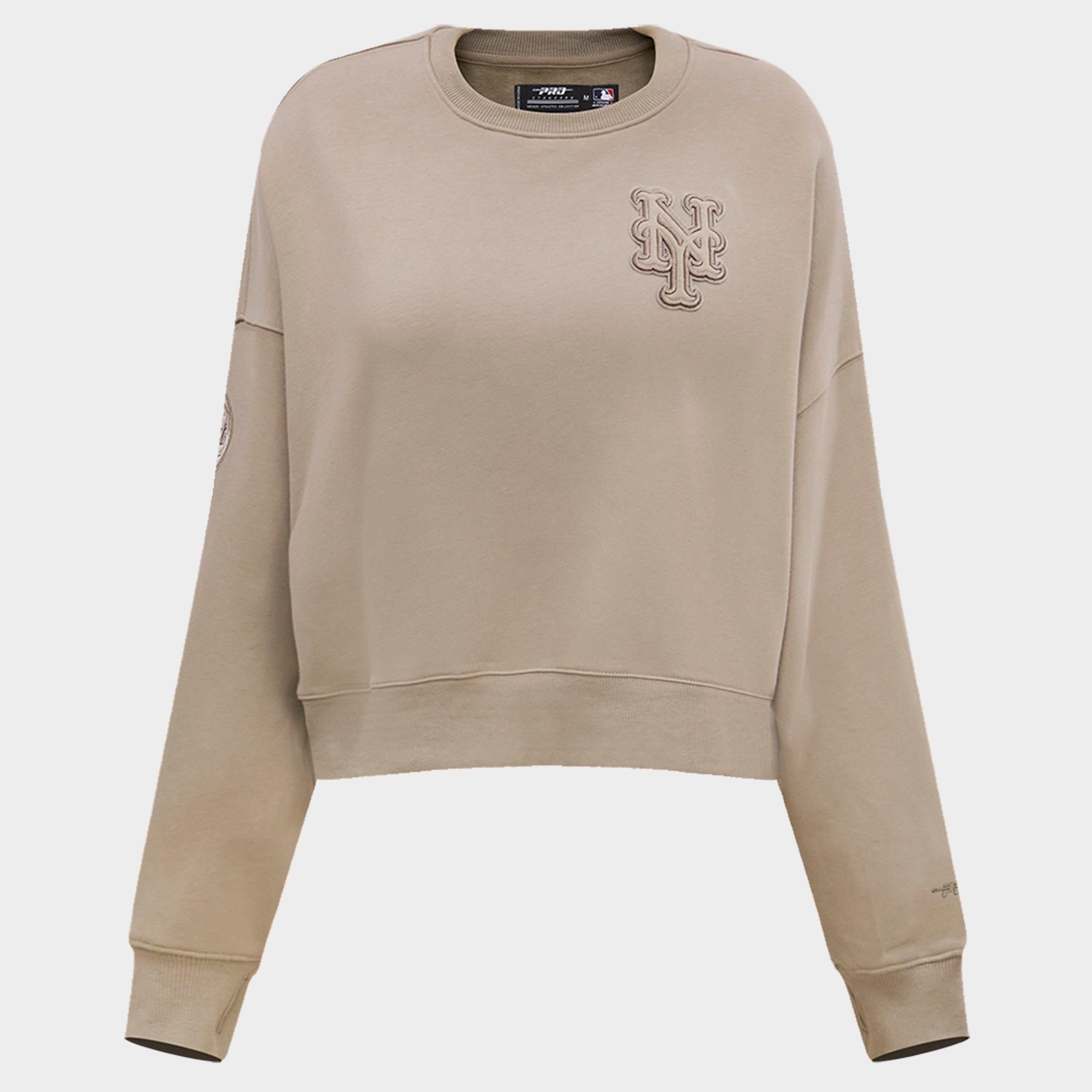 Pro Standard Women's New York Mets MLB Neutral Fleece Crewneck Sweatshirt in Taupe Size: XS