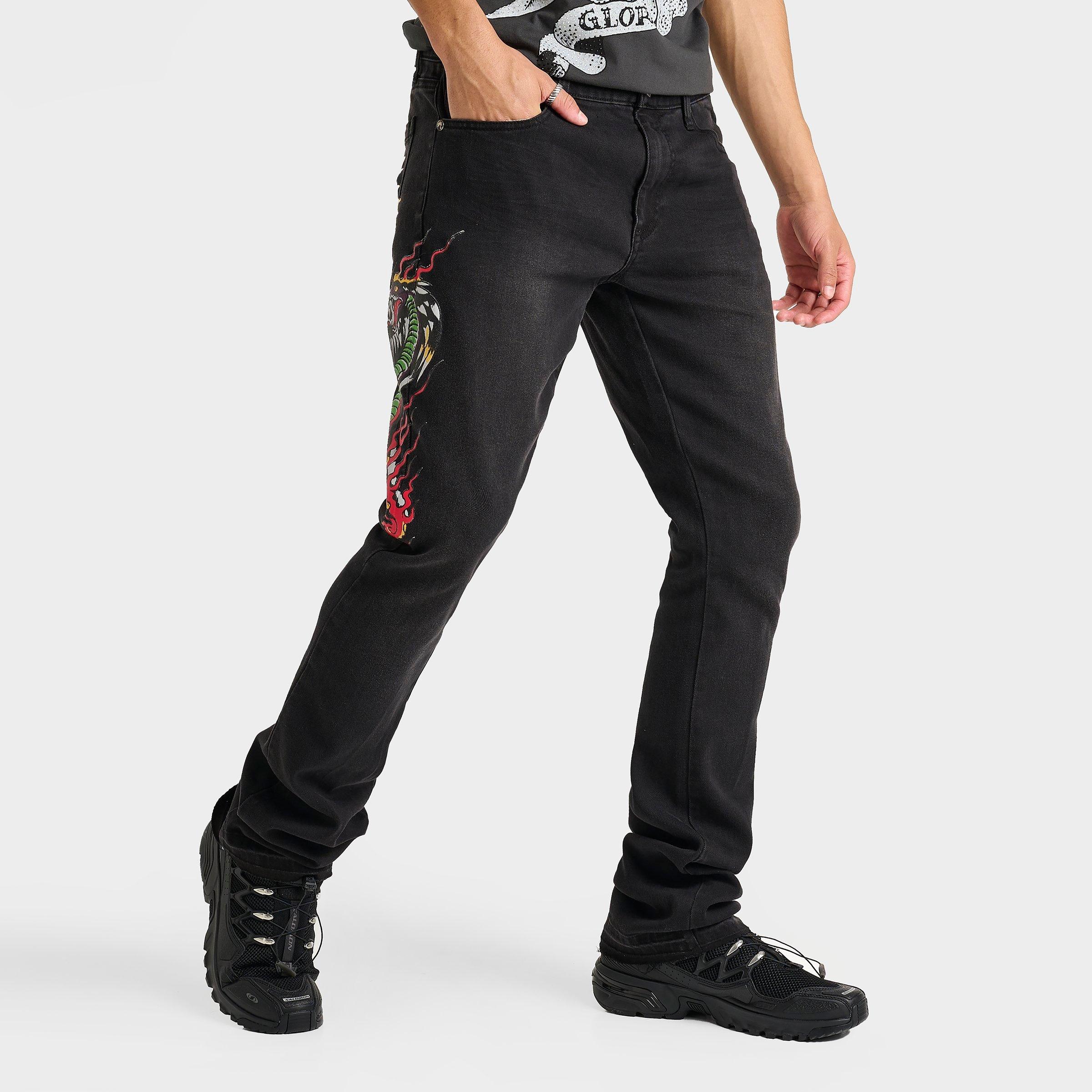 Ed Hardy Men's Cobra Denim Slim Taper Jeans in Black Wash Size: 30