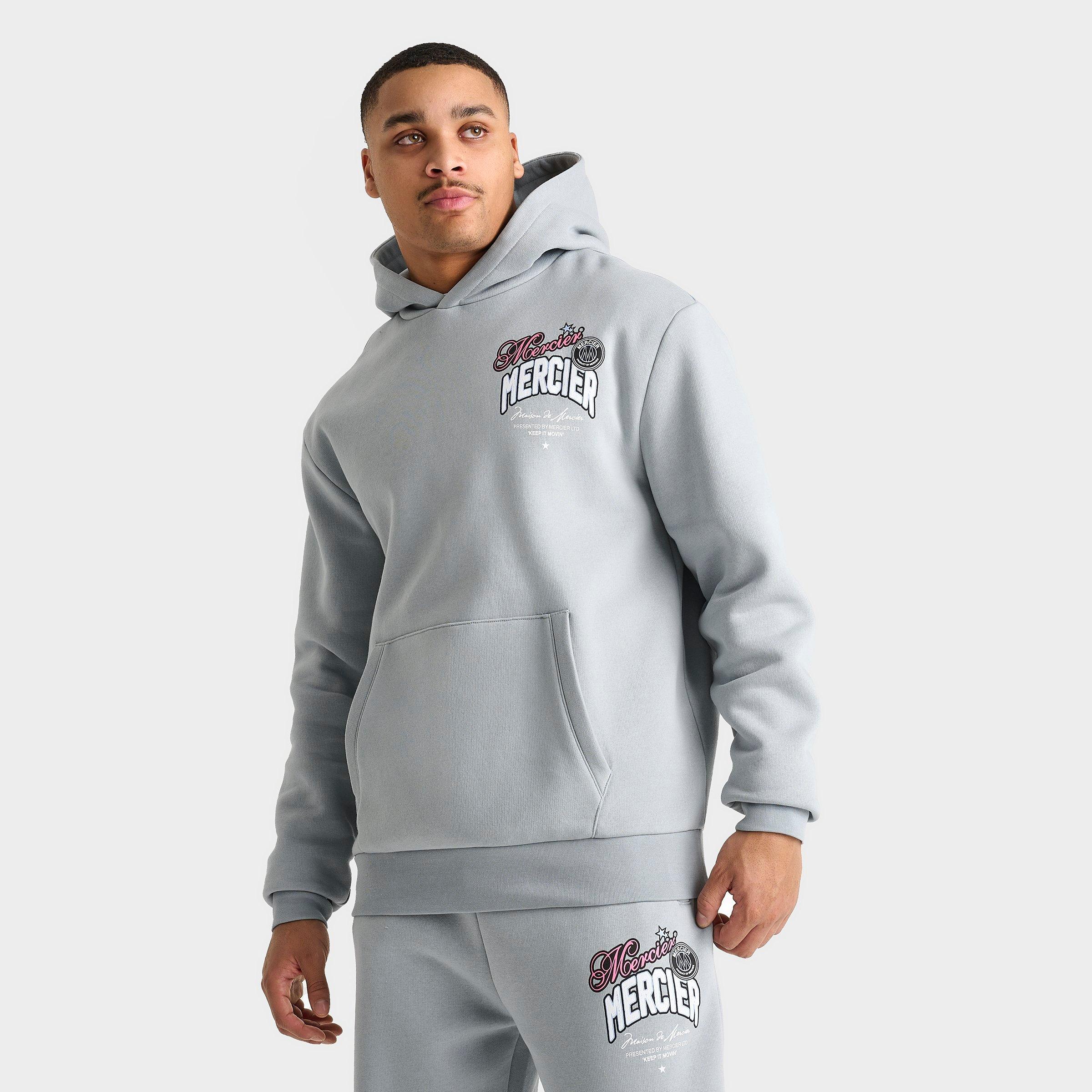 Men's Mercier Guerrilla Pullover Hoodie in Light Grey/Pink Size: Small
