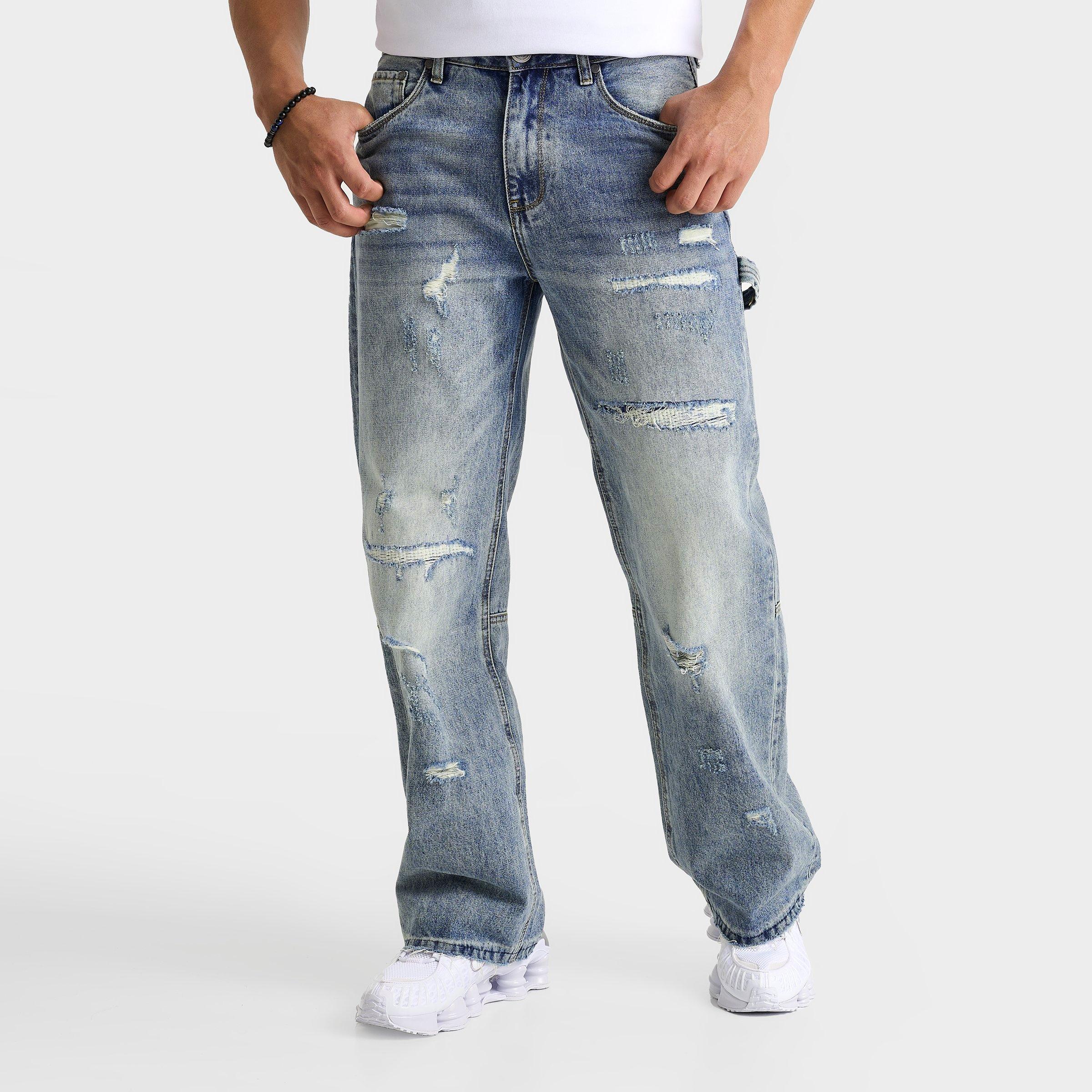 Men's Mercier Stressed Relaxed Hammer Denim Jeans in Light Wash Size: 30