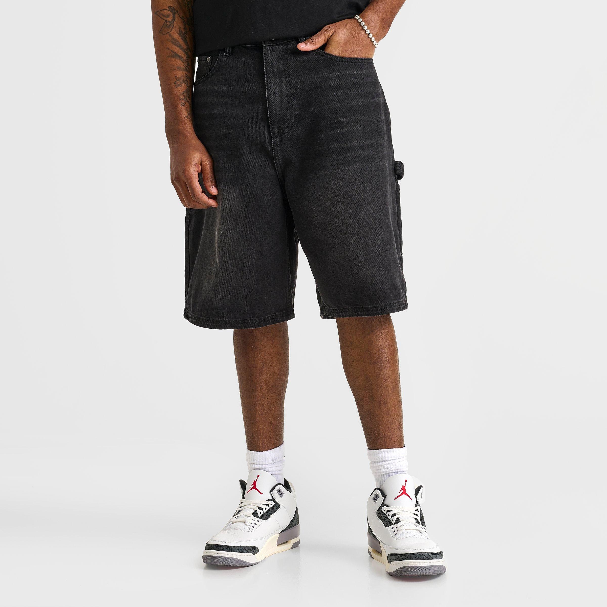 Men's Mercier Stressed Relaxed Hammer Lightweight Denim Jean Shorts in Black Wash Size: 30