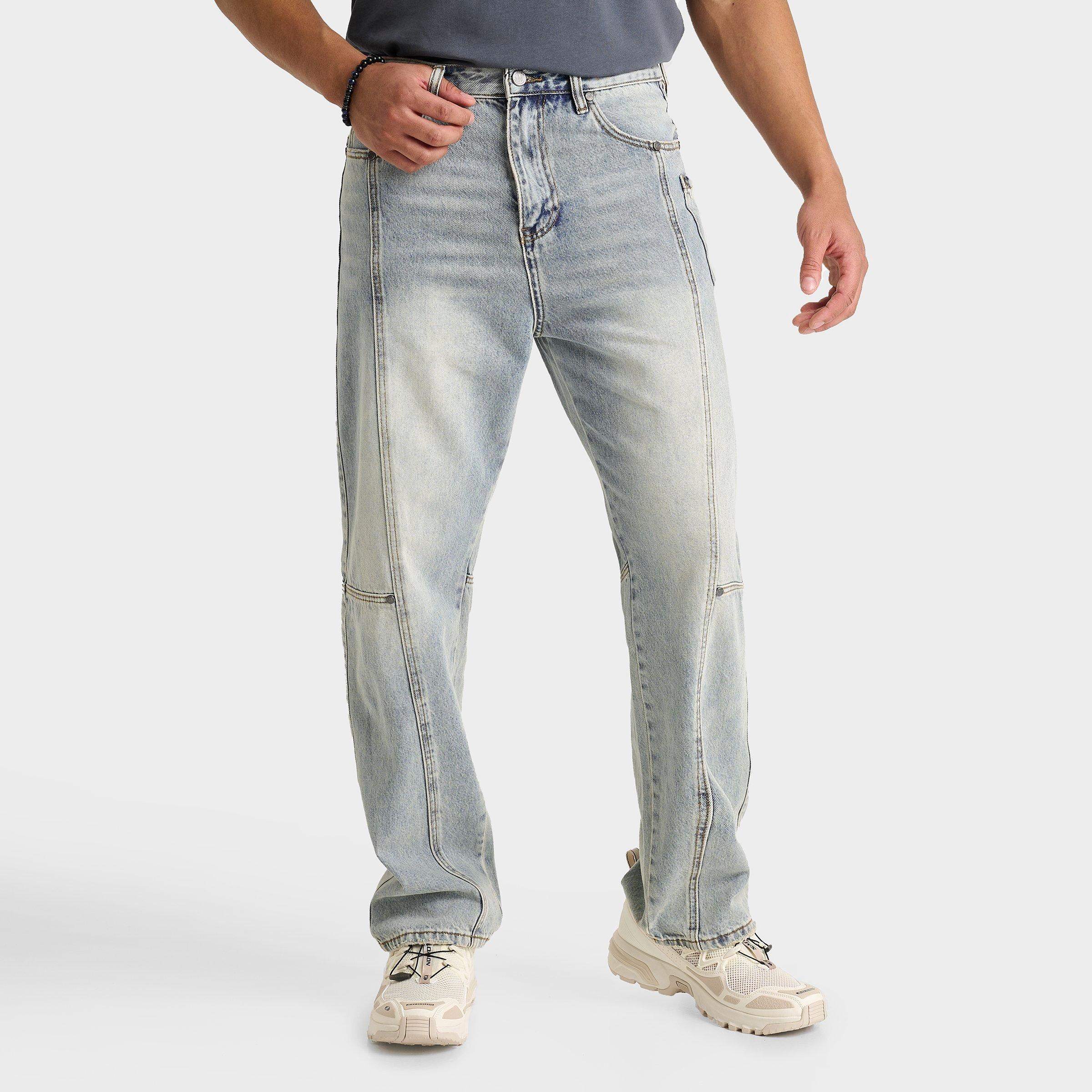 Men's Mercier Rivet Grit Cut & Sew Relaxed Denim Jeans in Blue Wash Size: 30
