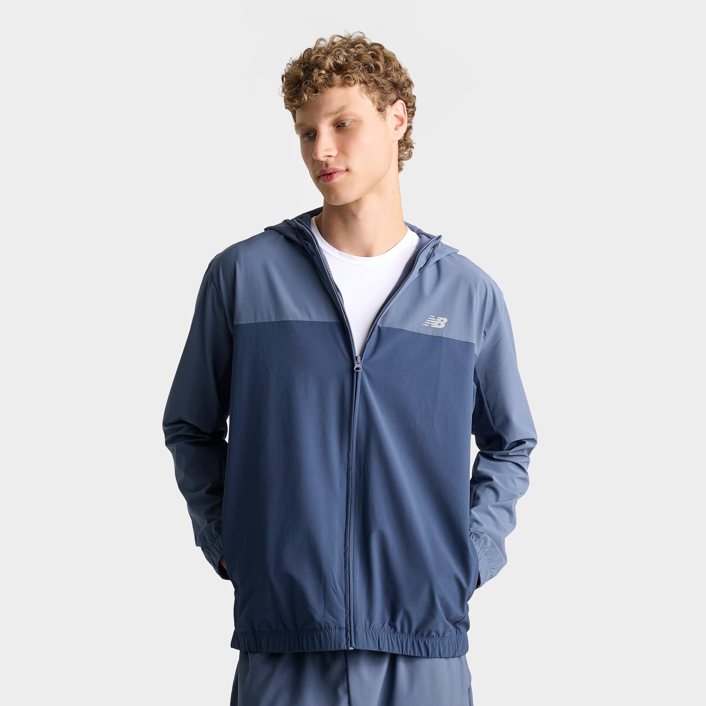 New Balance Men's Sport Essentials Woven Full-Zip Jacket in Navy/Vintage Indigo Size: Medium
