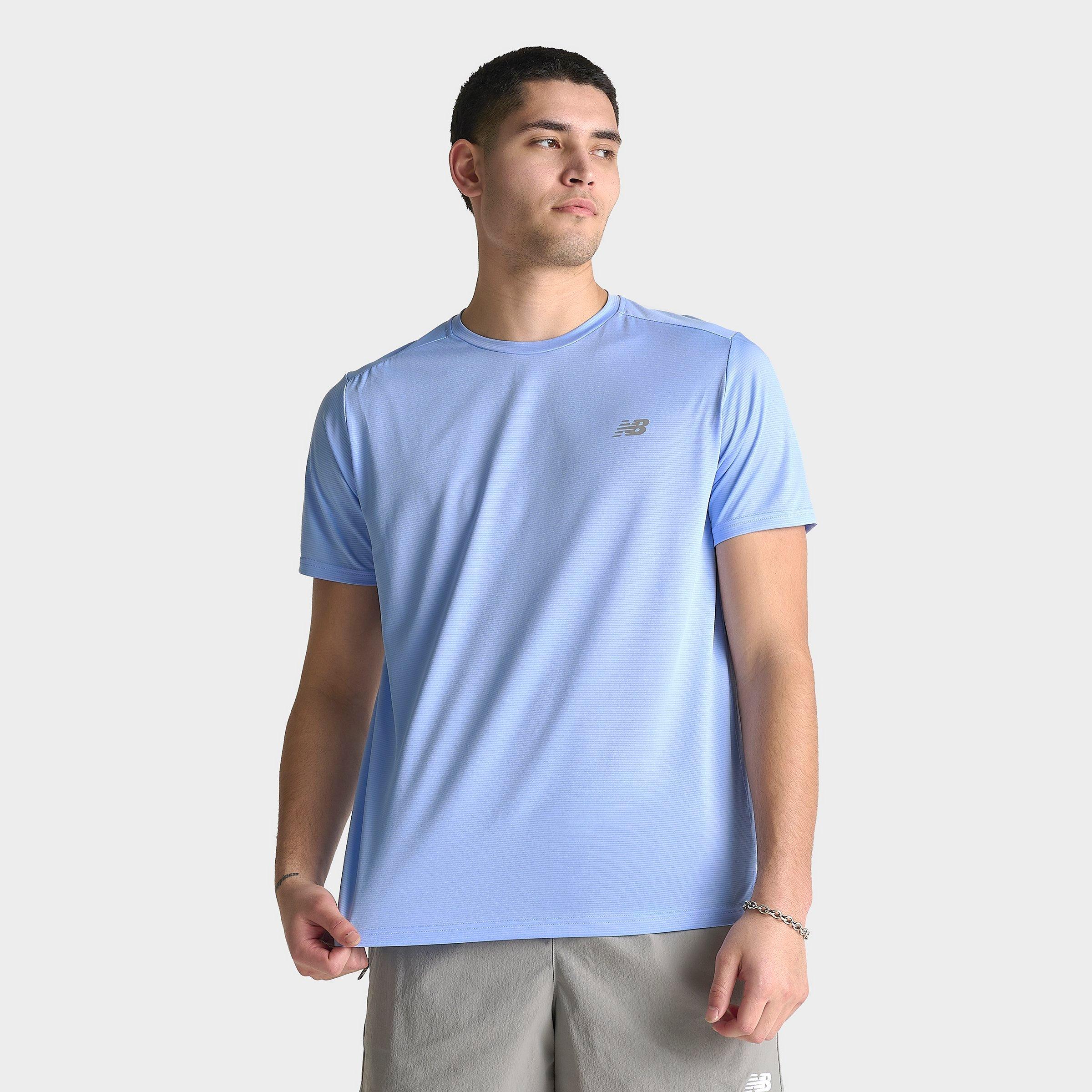 New Balance Men's Sport Essentials Athletic T-Shirt in Blue/Sky Blue Size Large 100% Polyester/Fiber/Jacquard