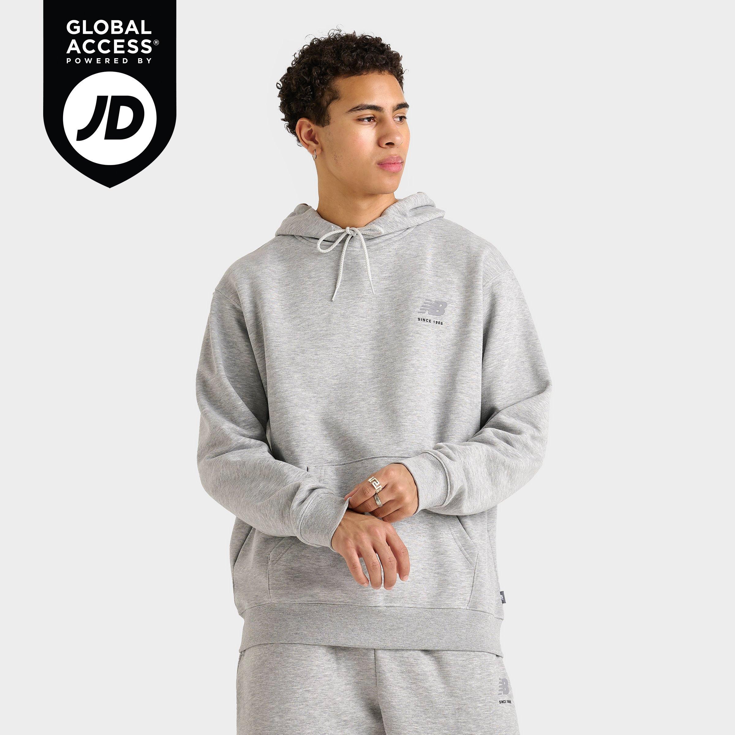 New Balance Men's Linear Graphic Fleece Hoodie in Charcoal Heather Size: Small