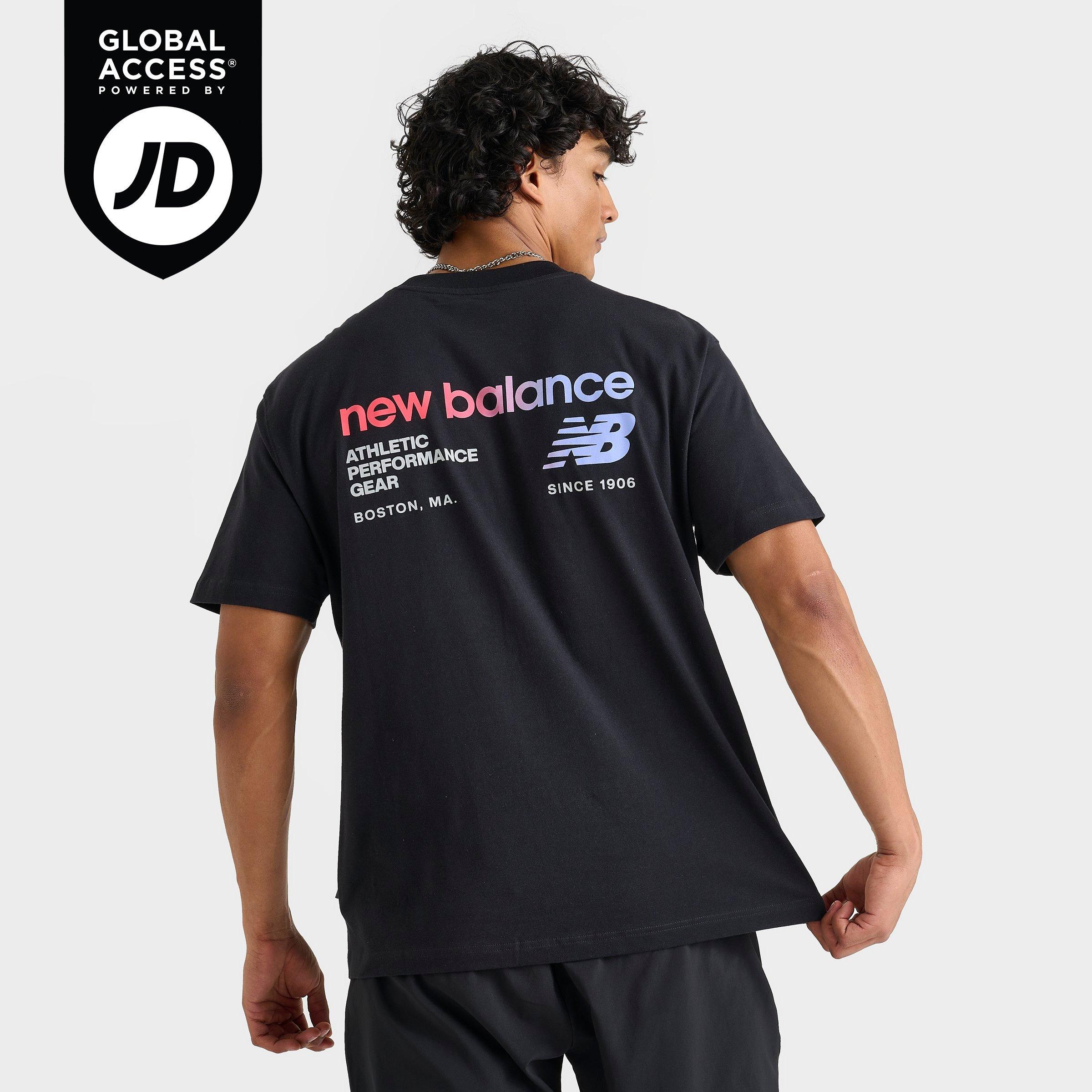 New Balance Men's Linear Logo Gradient Graphic T-Shirt in Black/Multi Size: Small