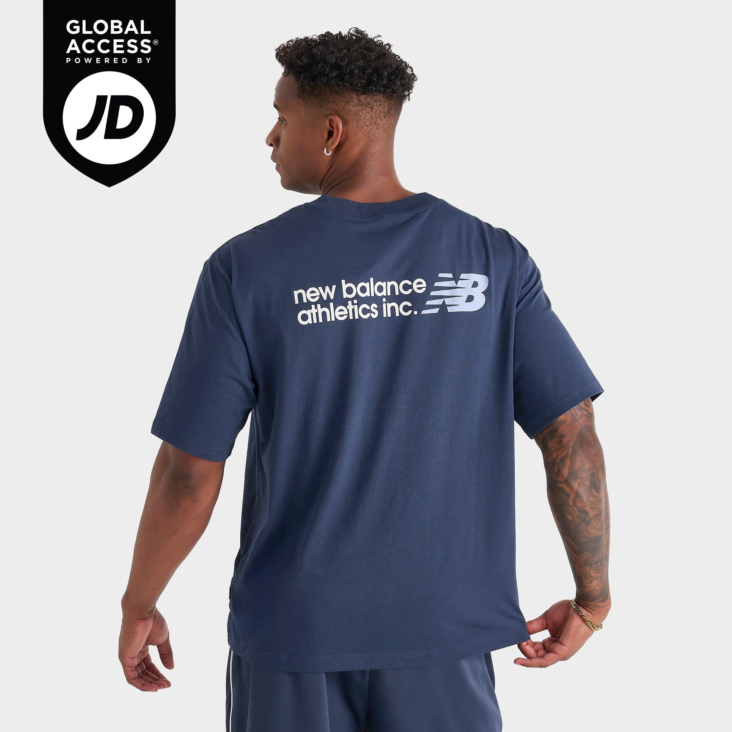 New Balance Men's Flying NB Logo Oversized Graphic T-Shirt in Navy Size: Small