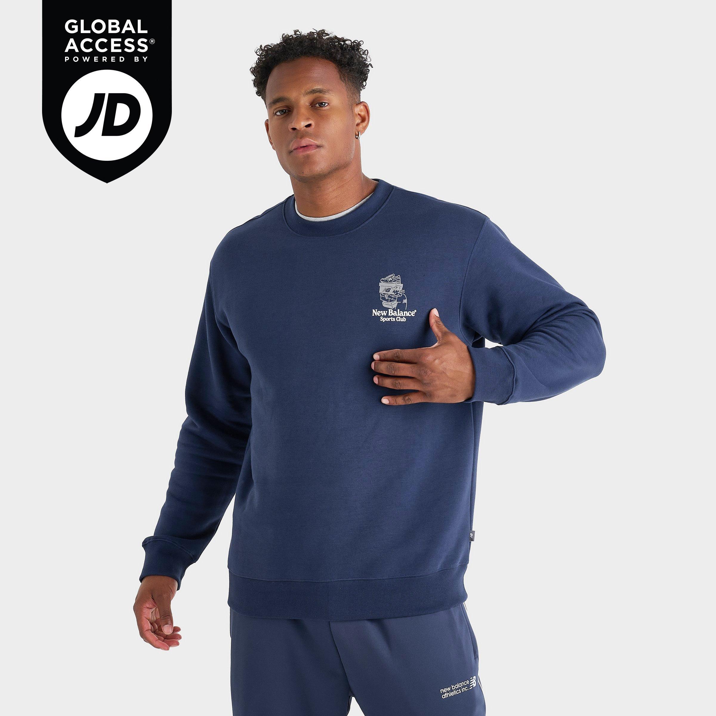 New Balance Men's Sports Club Shop Graphic Crewneck Sweatshirt in Navy Size: Small