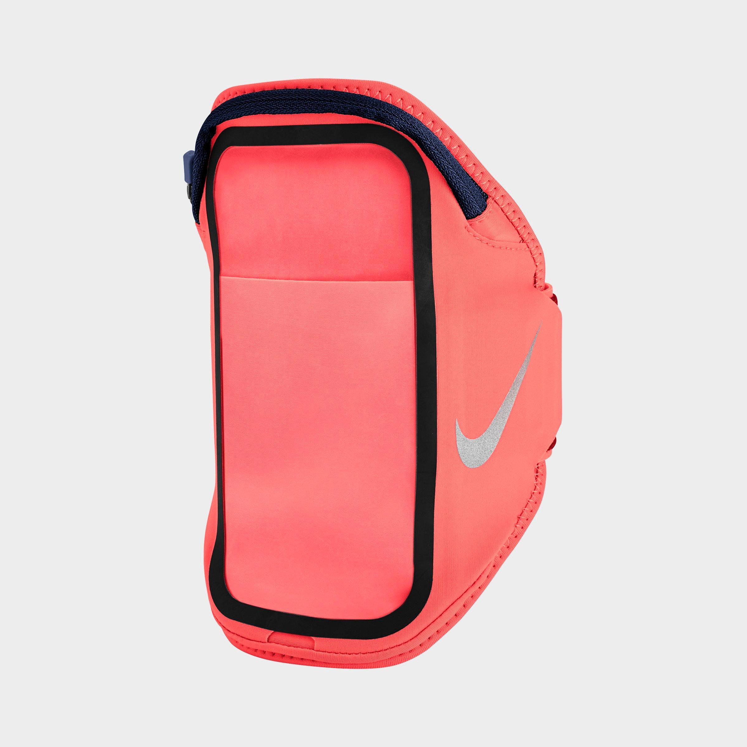 Nike Pocket Arm Band Plus In Bright Mango/midnight Navy/silver