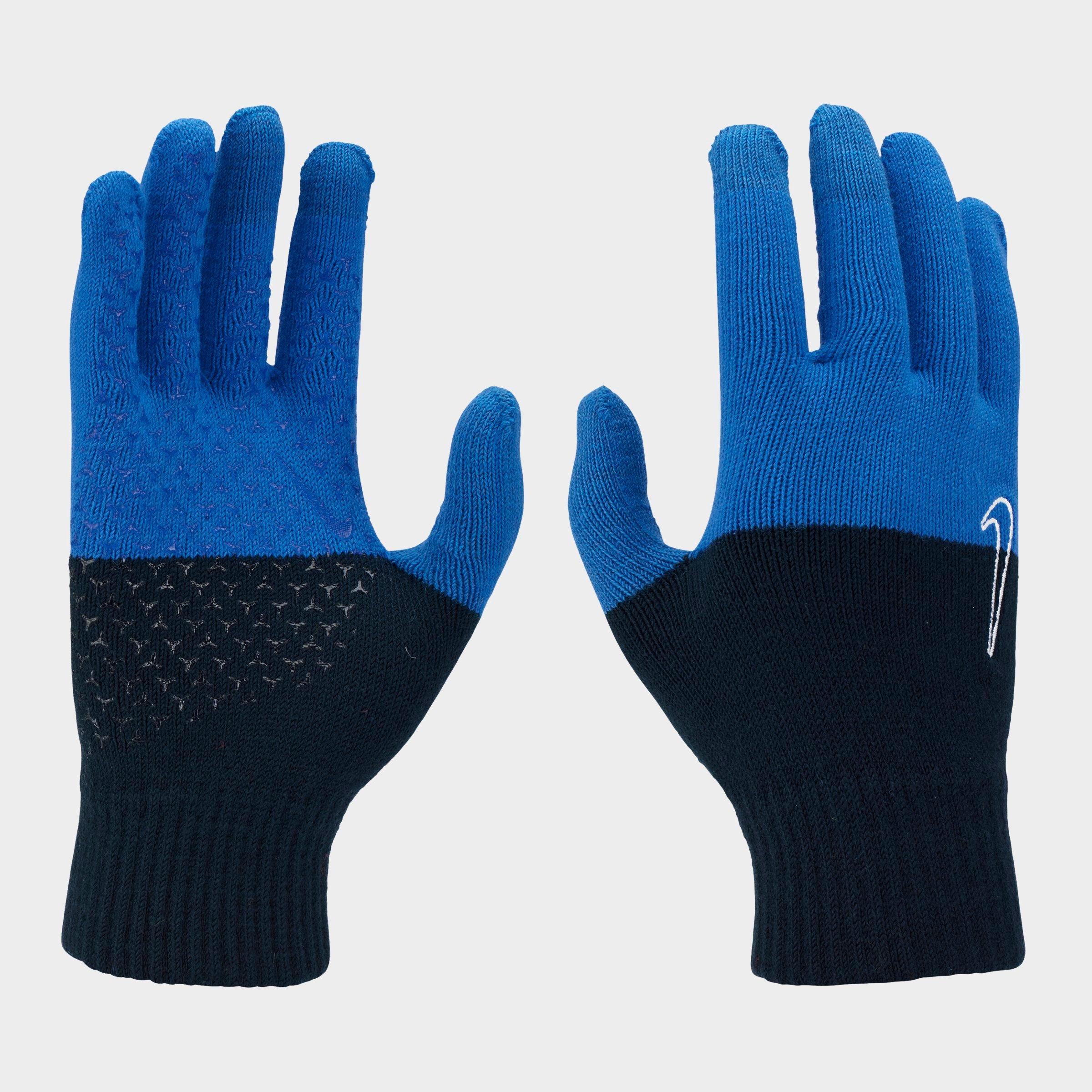Nike Men's Knit Tech Grip 2.0 Gloves In Obsidian/light Photo Blue/white