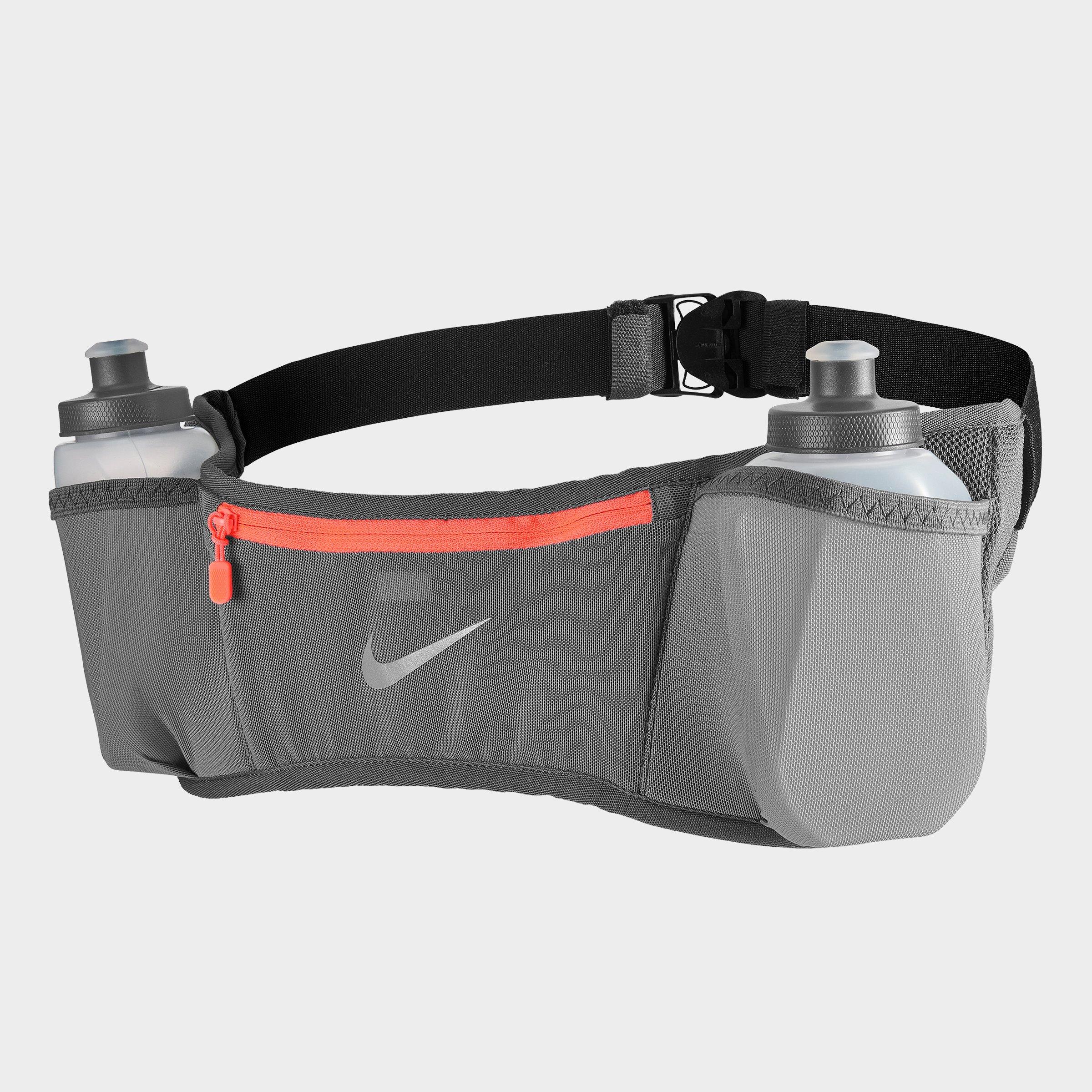Nike 20oz Running Hydration Belt In Smoke Grey/black/bright Mango/silver