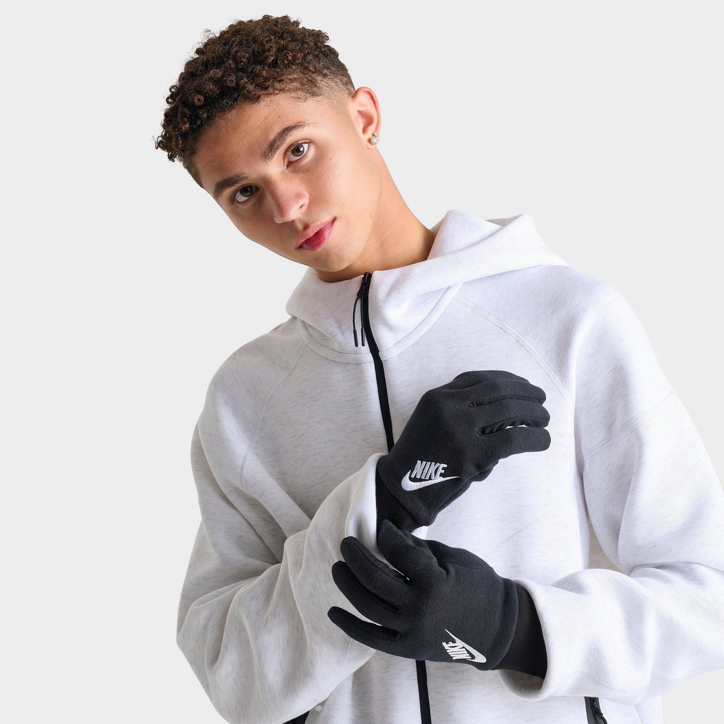 Nike Men's Club Fleece 2.0 Embroidered Logo Tech Gloves In Black/black/white