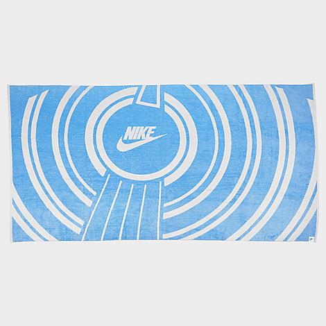 Shop Nike Oversized Retro Beach Towel 100% Cotton In University Blue/white