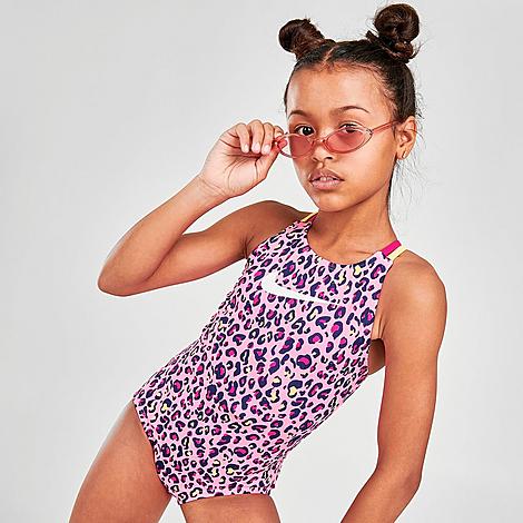 Nike Big Kids' (girls') Spiderback 1-piece Swimsuit In Pink