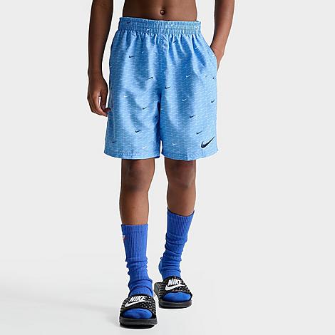 Nike Kids'  Boys' Swoosh Print Swim Shorts In University Blue/navy