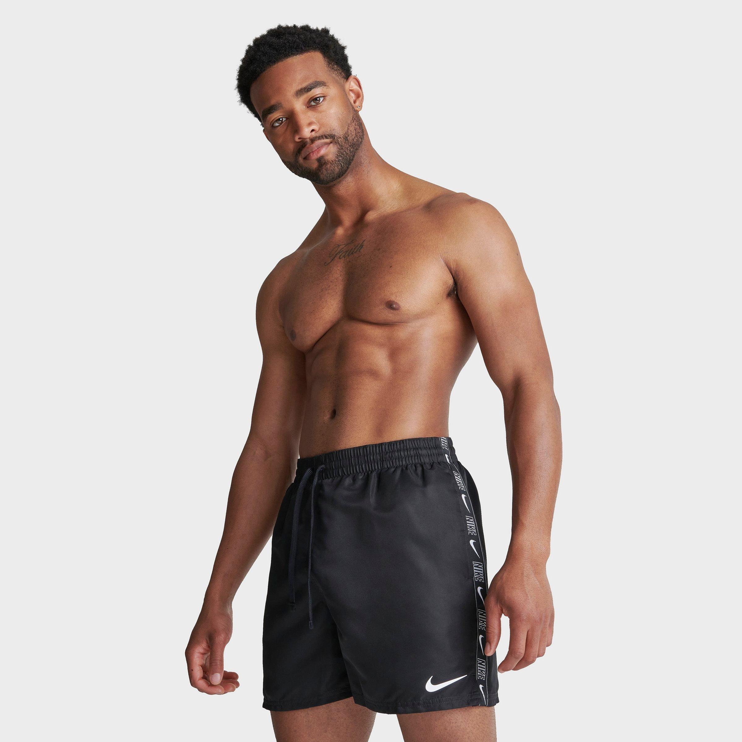 Nike Men's Volley 5-inch Logo Tape Swim Shorts In Black