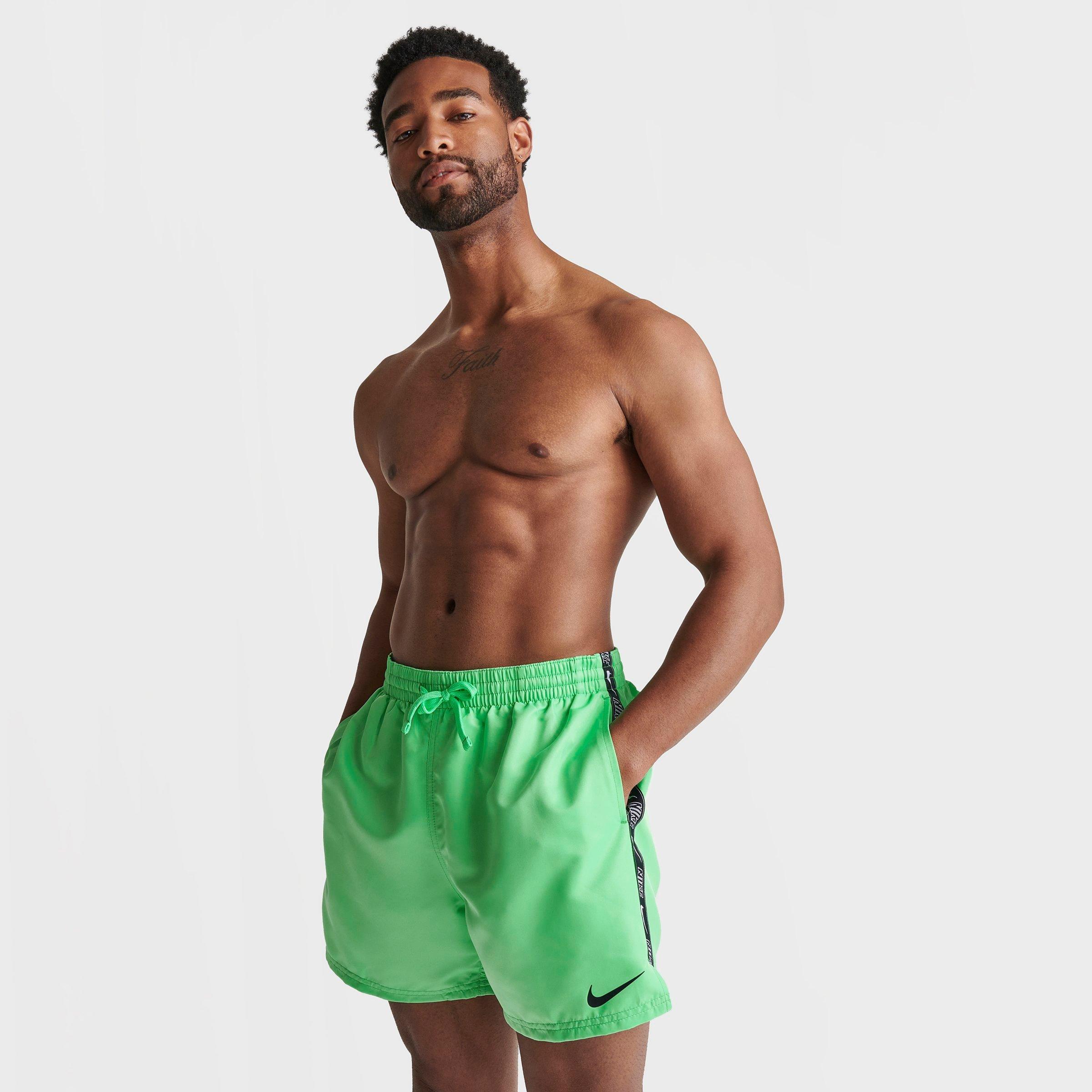 Nike Men's Volley 5-inch Logo Tape Swim Shorts In Electric Algae