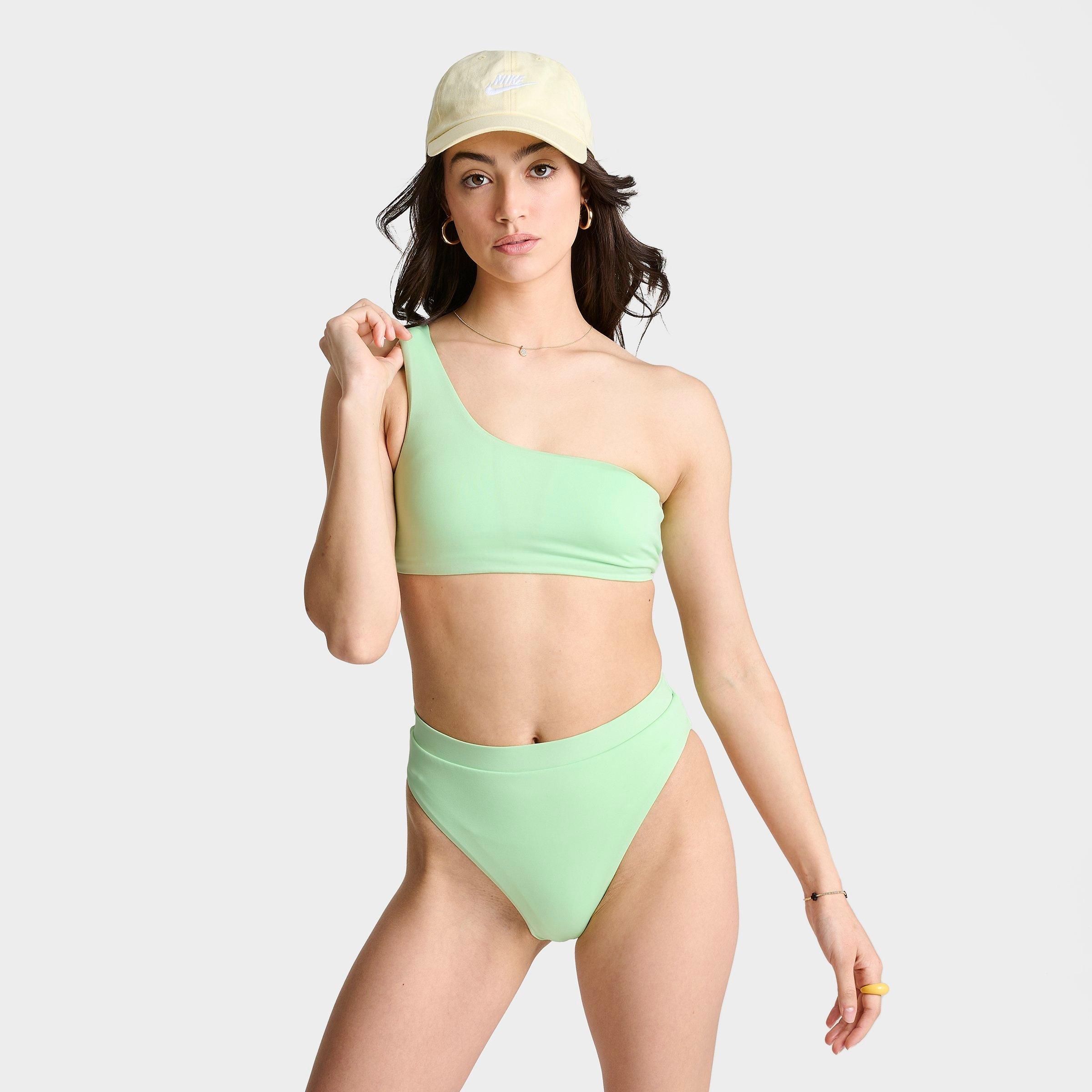 Shop Nike Women's Swim Asymmetrical Bikini Top In Vapor Green