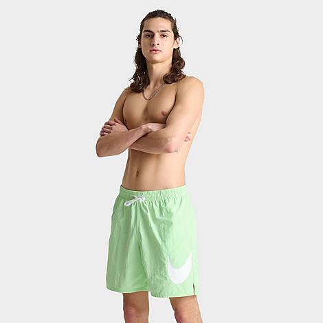 Nike Men's Swim Swoosh Graphic 7" Volley Swim Shorts In Vapor Green/white