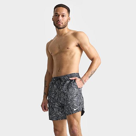 Nike Men's Swim Sneakers Reimagined Print 7" Volley Shorts In Black/white