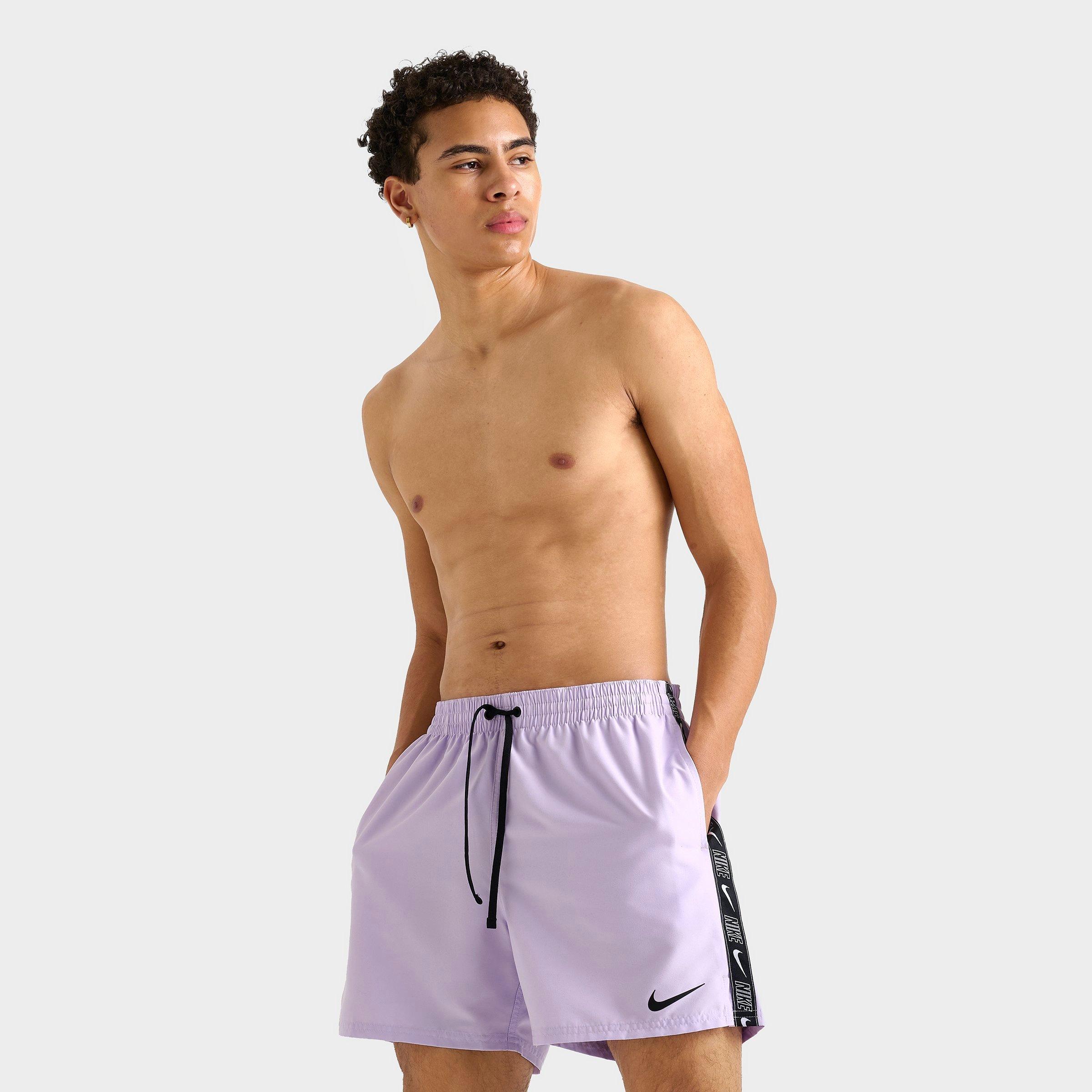Nike Men's Swim Tape Logo 5" Volley Shorts in Violet Mist Size: Small