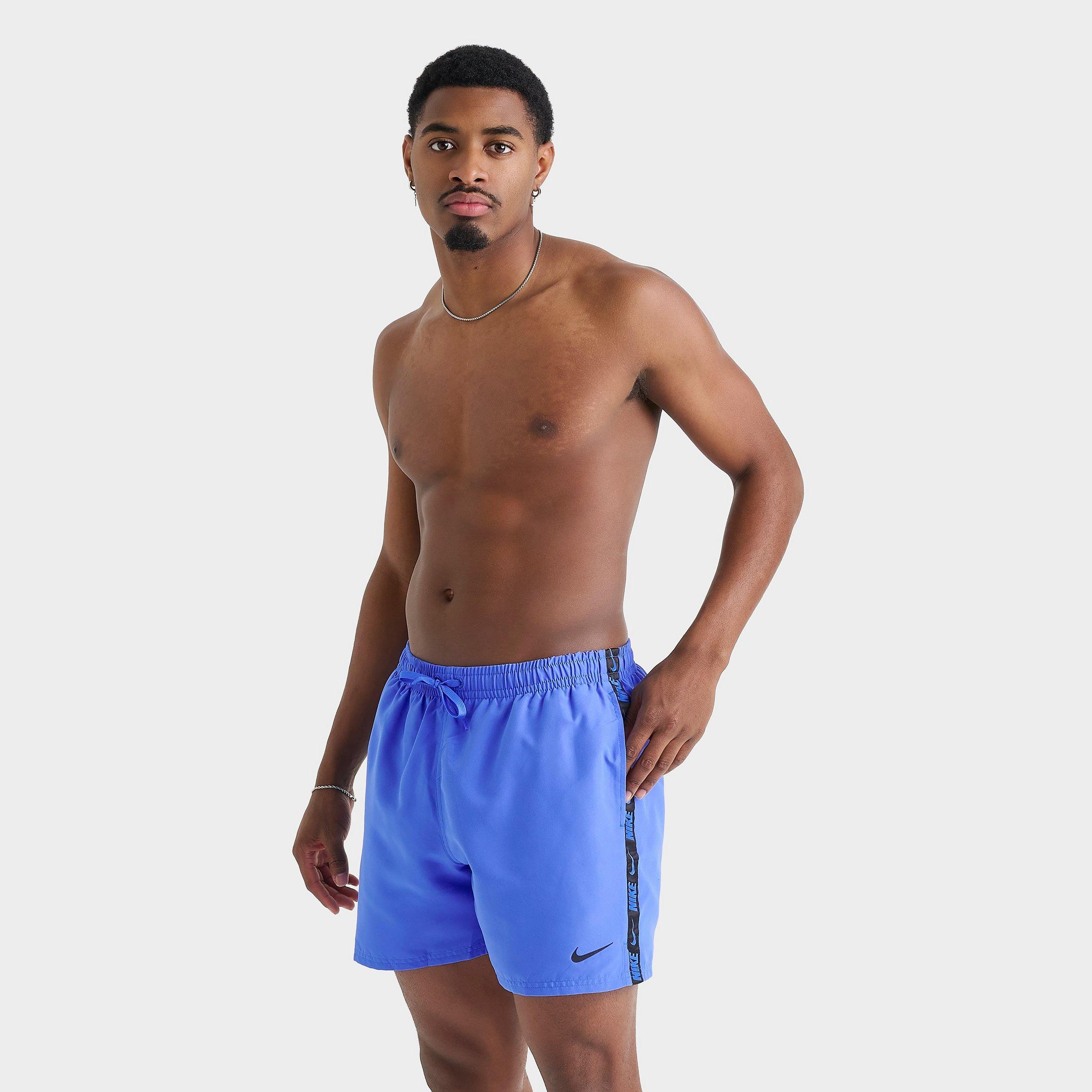 Nike Men's Swim Tape Volley Shorts in Royal/Black Size: Medium