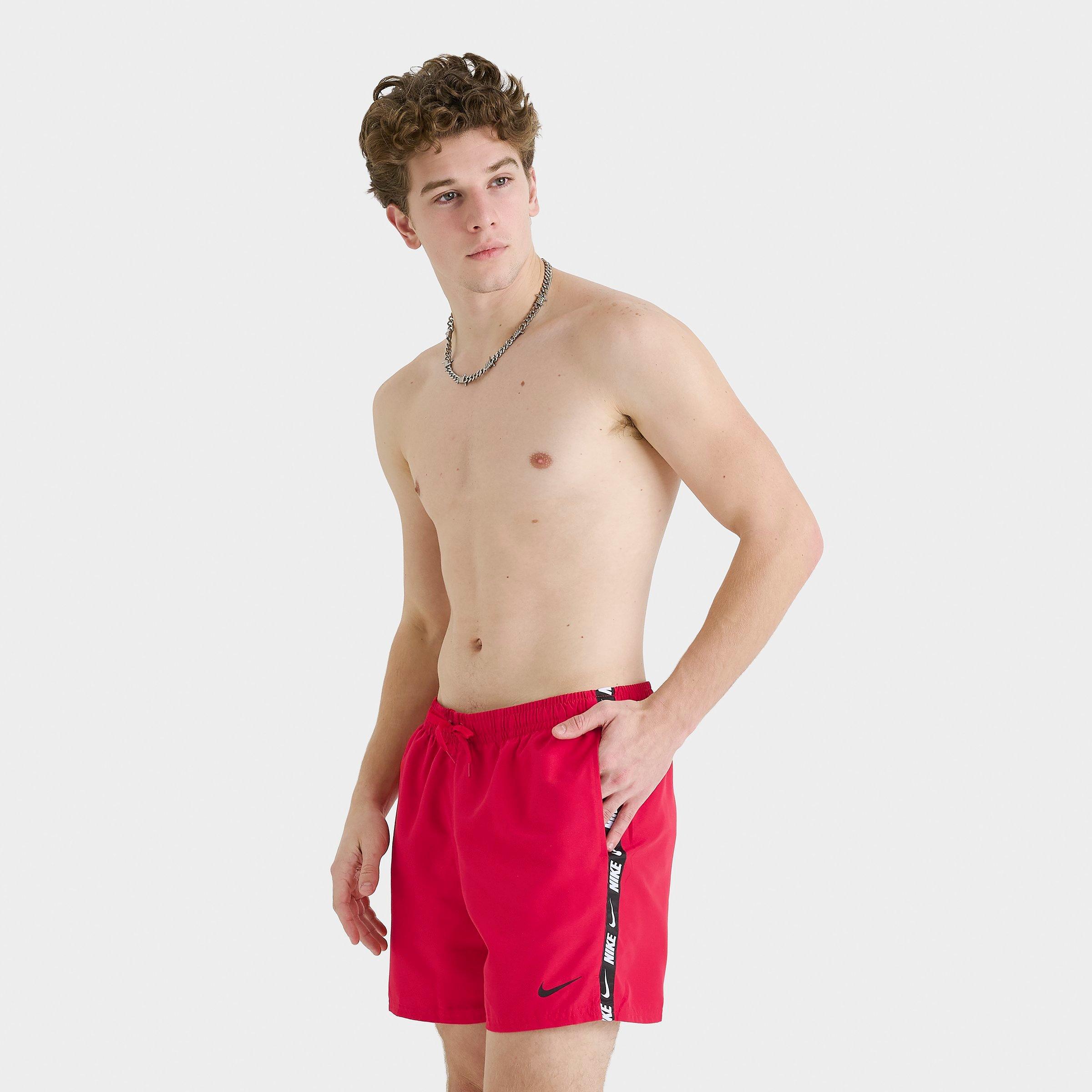 Nike Men's Swim Tape Volley Shorts in University Red/Black Size: Large