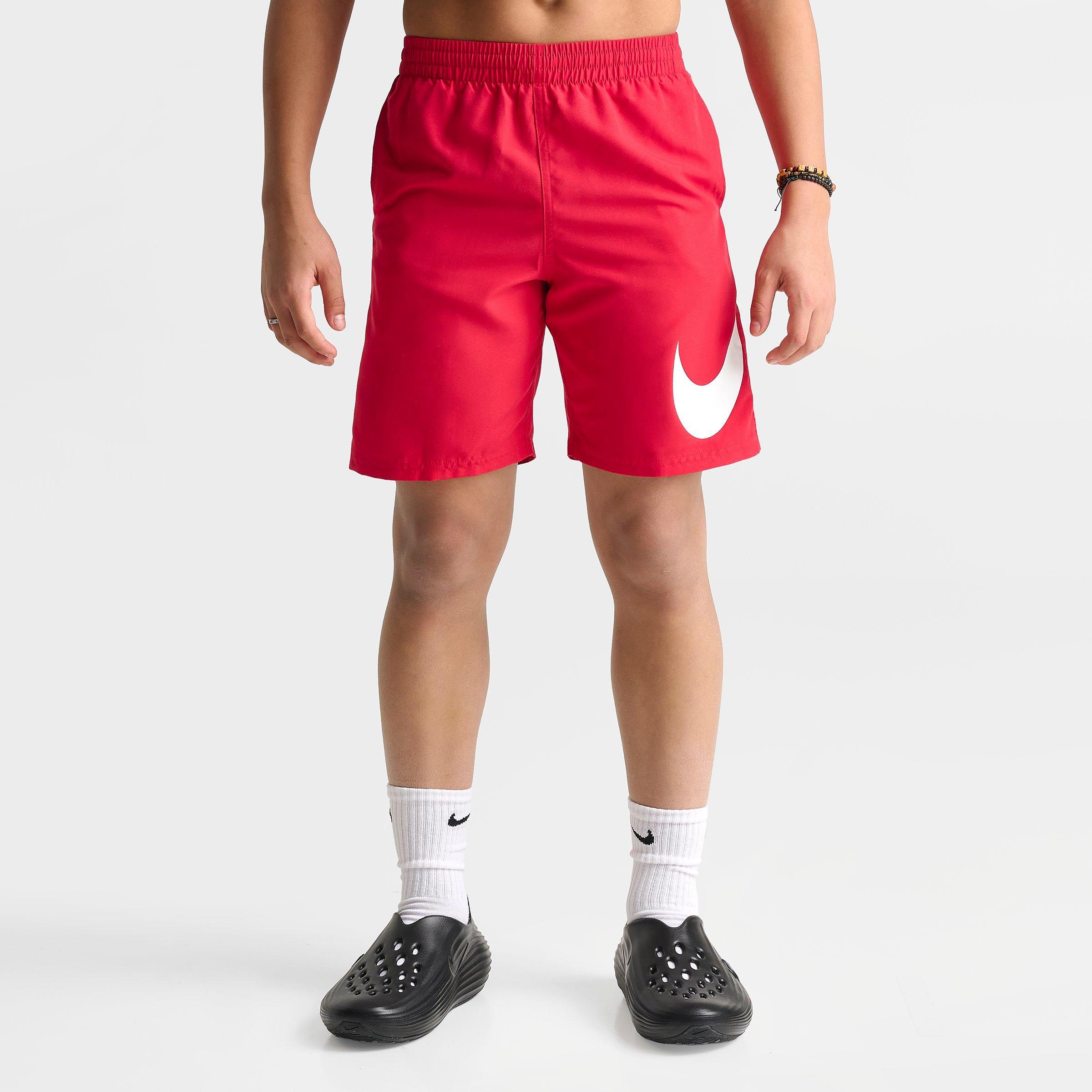 Nike Big Kids Stacked Logo Swim Shorts in University Red Size: XS