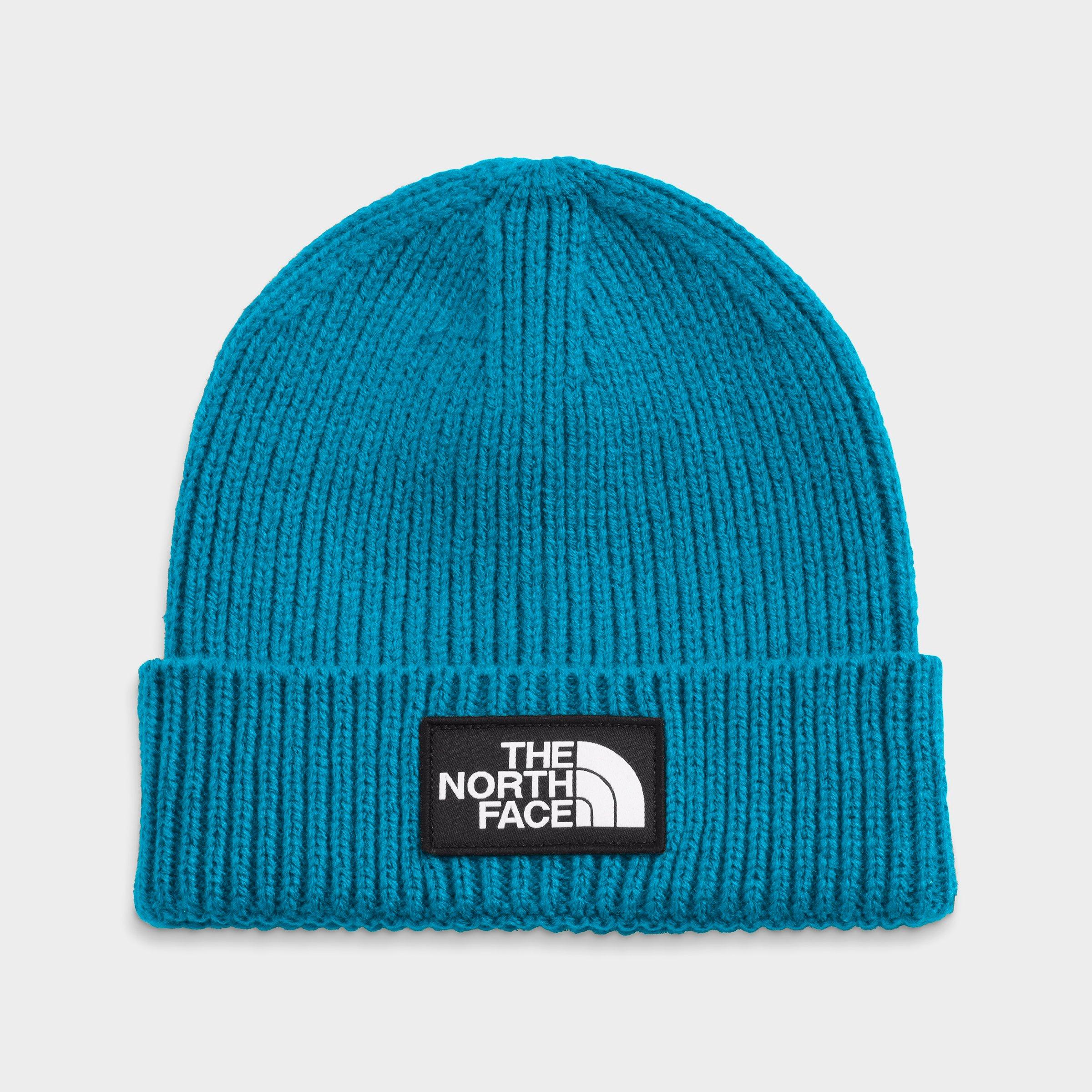The North Face Tnf Logo Box Cuffed Beanie In Acoustic Blue