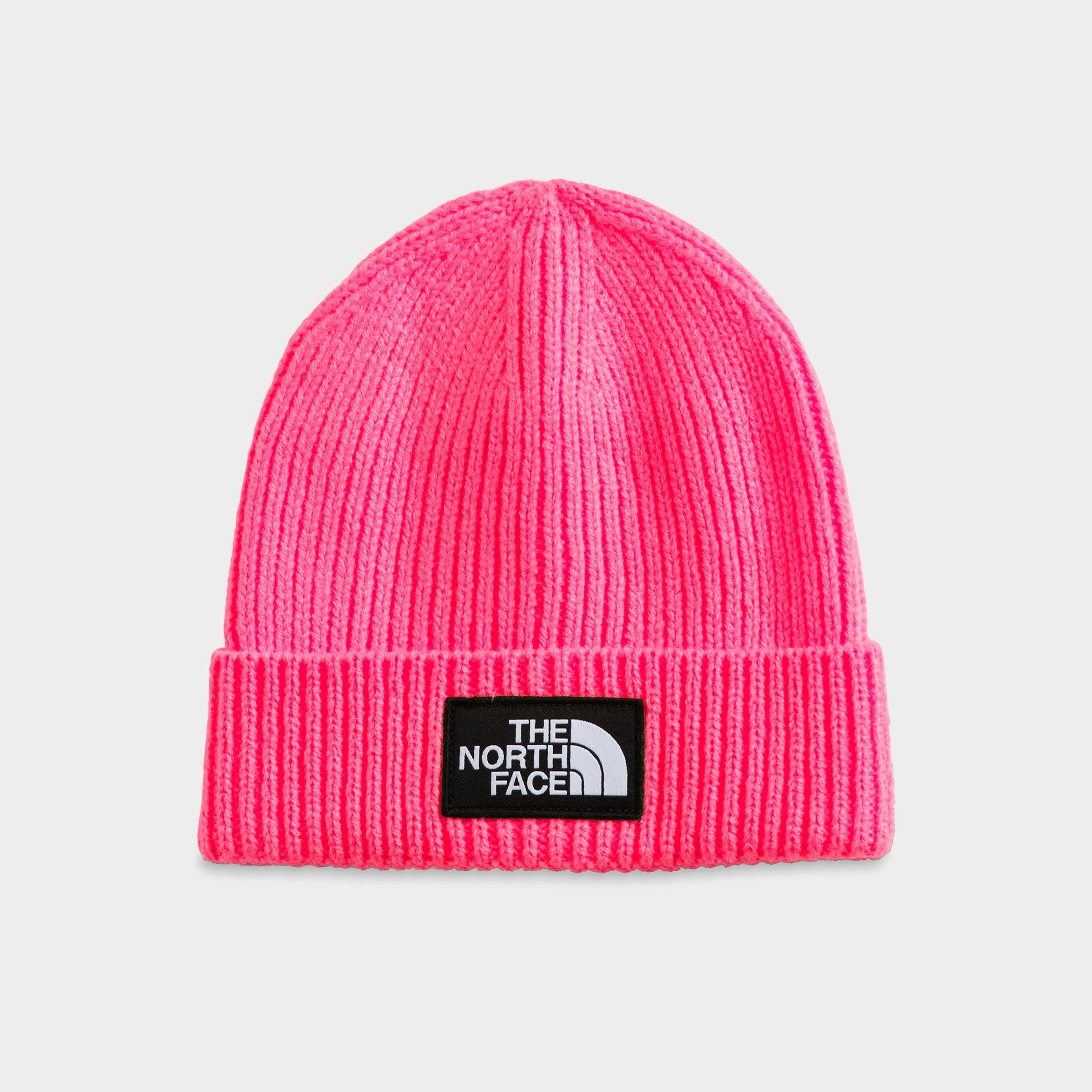 The North Face Inc Logo Box Cuffed Beanie In Brilliant Coral